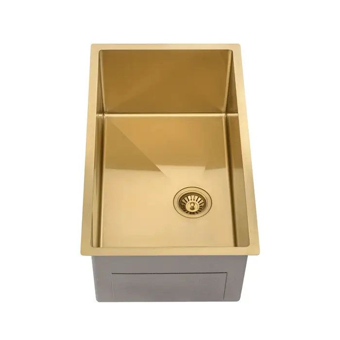 Retto II 750mm x 450mm x 300mm Extra Height Stainless Steel Sink, Brushed Brass Gold - Image 3