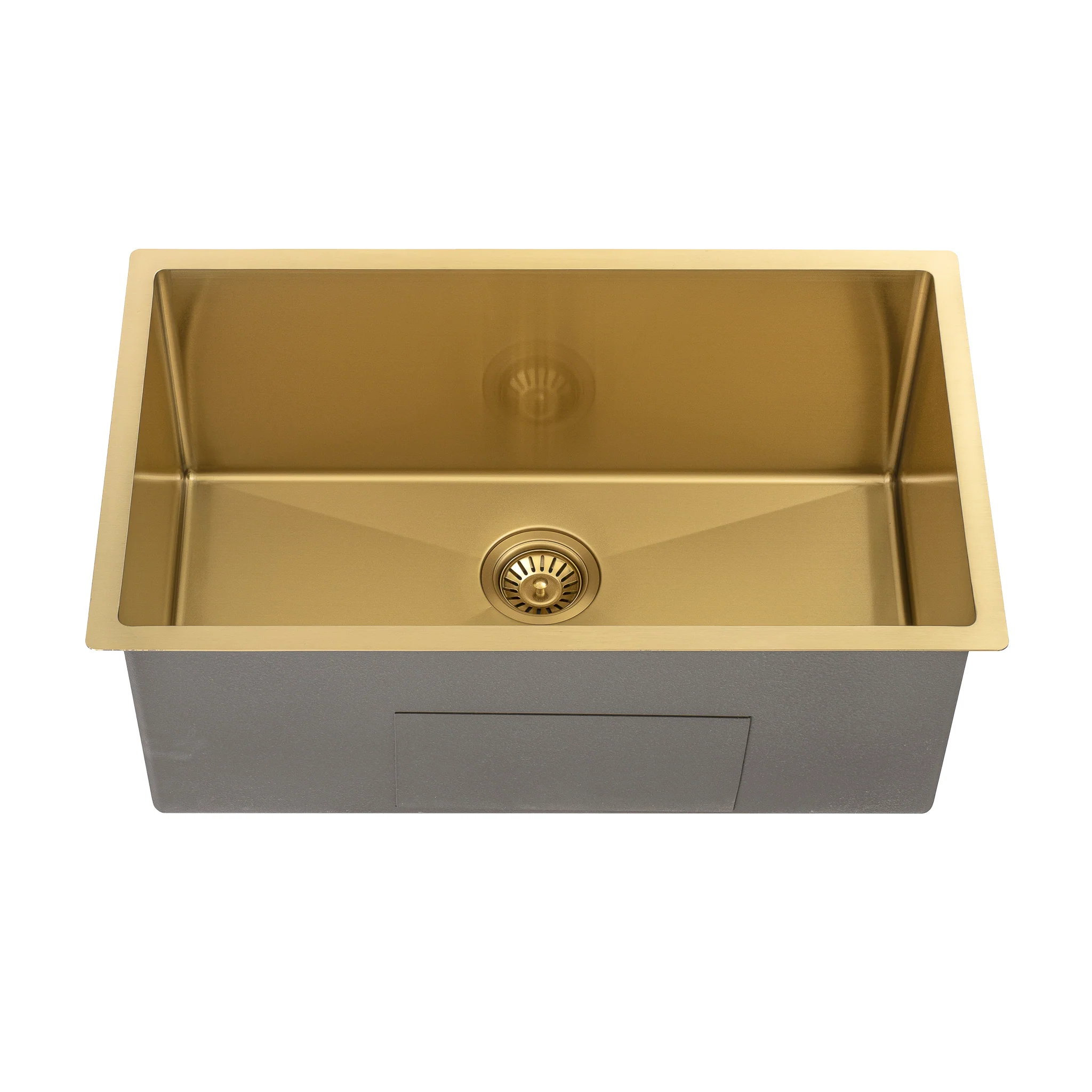 Retto II 750mm x 450mm x 300mm Extra Height Stainless Steel Sink, Brushed Brass Gold - Image 5