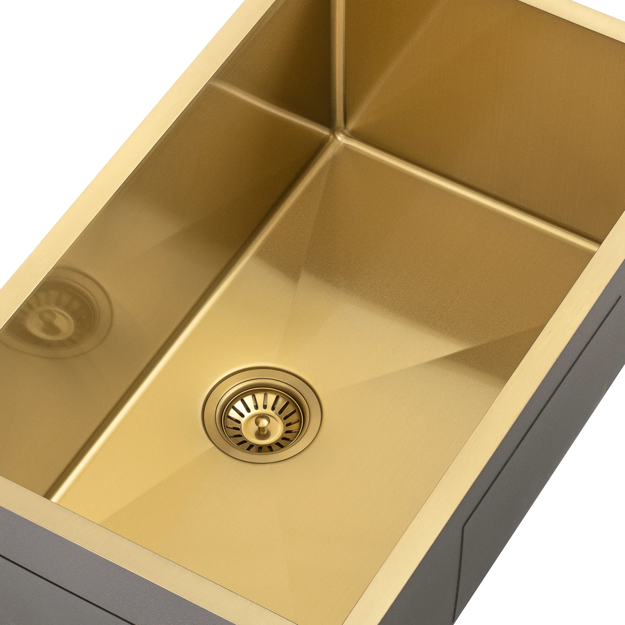 Retto II 750mm x 450mm x 300mm Extra Height Stainless Steel Sink, Brushed Brass Gold - Image 6
