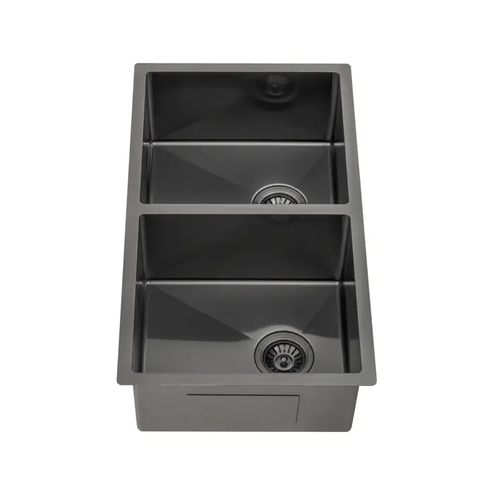 Retto II 775mm x 450mm x 230mm Stainless Steel Double Sink, Brushed Gunmetal Black - Image 3