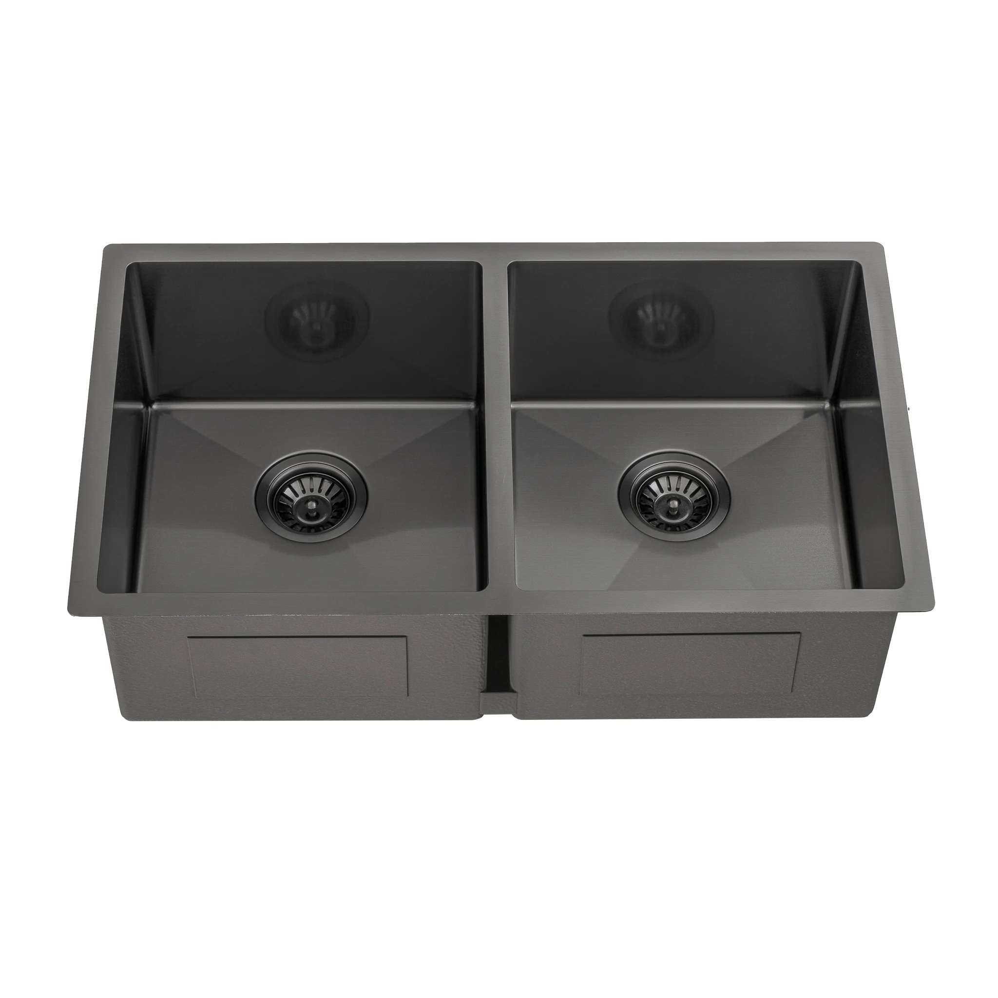 Retto II 775mm x 450mm x 230mm Stainless Steel Double Sink, Brushed Gunmetal Black - Image 4