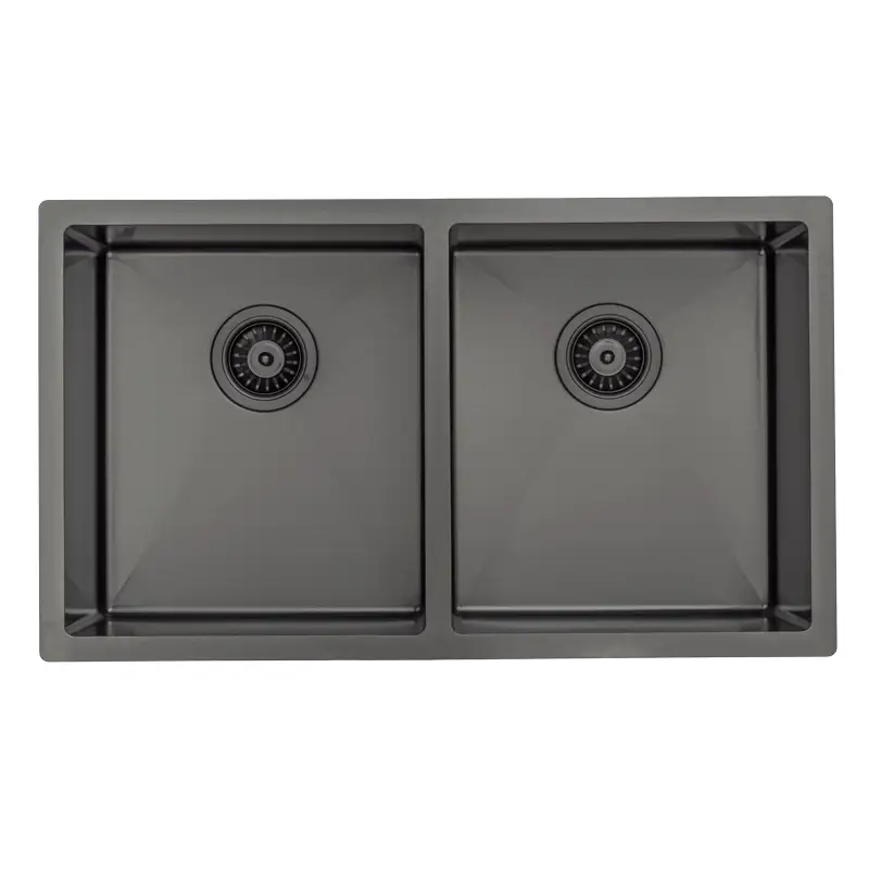 Retto II 775mm x 450mm x 230mm Stainless Steel Double Sink, Brushed Gunmetal Black - Image 5