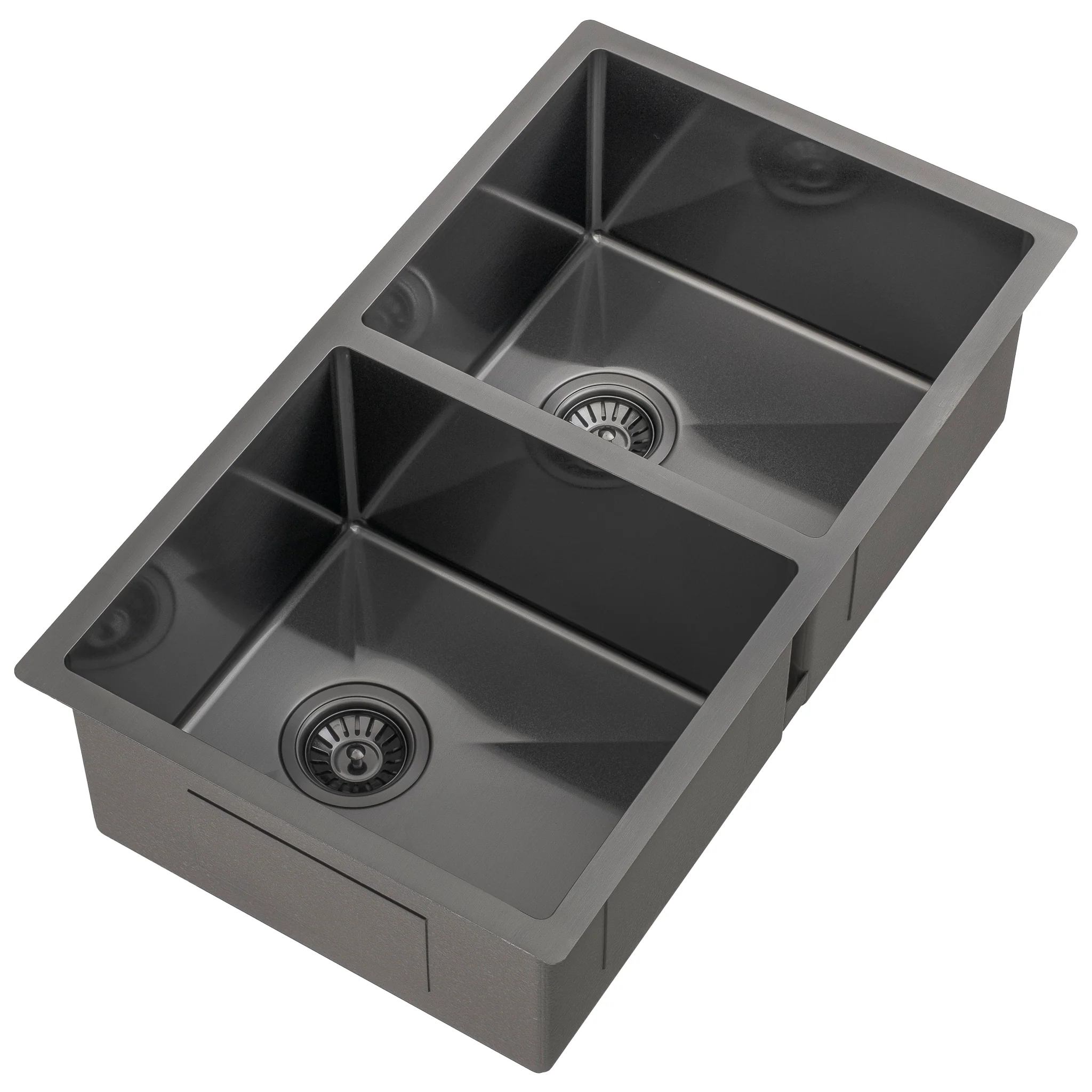 Retto II 775mm x 450mm x 230mm Stainless Steel Double Sink, Brushed Gunmetal Black - Image 8