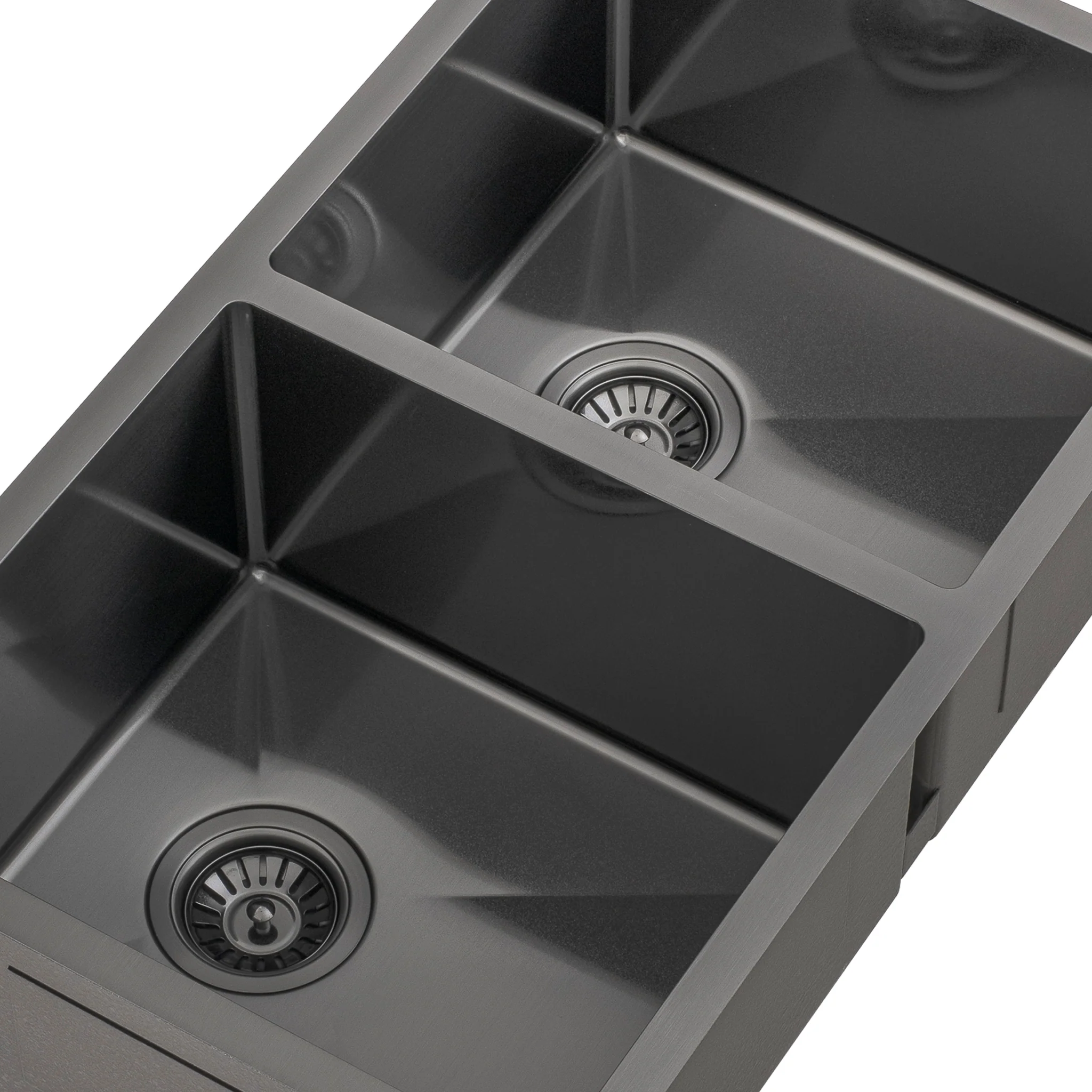 Retto II 775mm x 450mm x 230mm Stainless Steel Double Sink, Brushed Gunmetal Black - Image 9