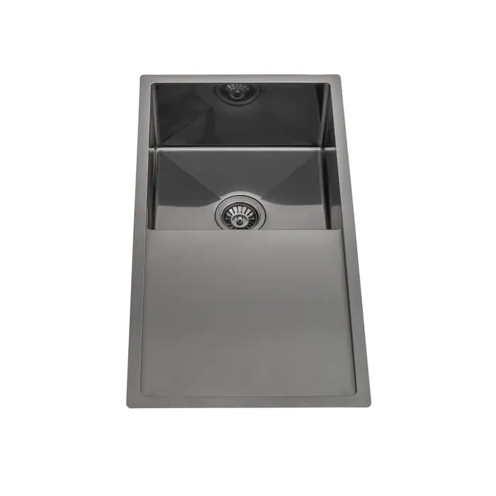 Retto II 850mm x 450mm x 230mm Stainless Steel Sink with Drainer, Brushed Gunmetal Black - Image 3