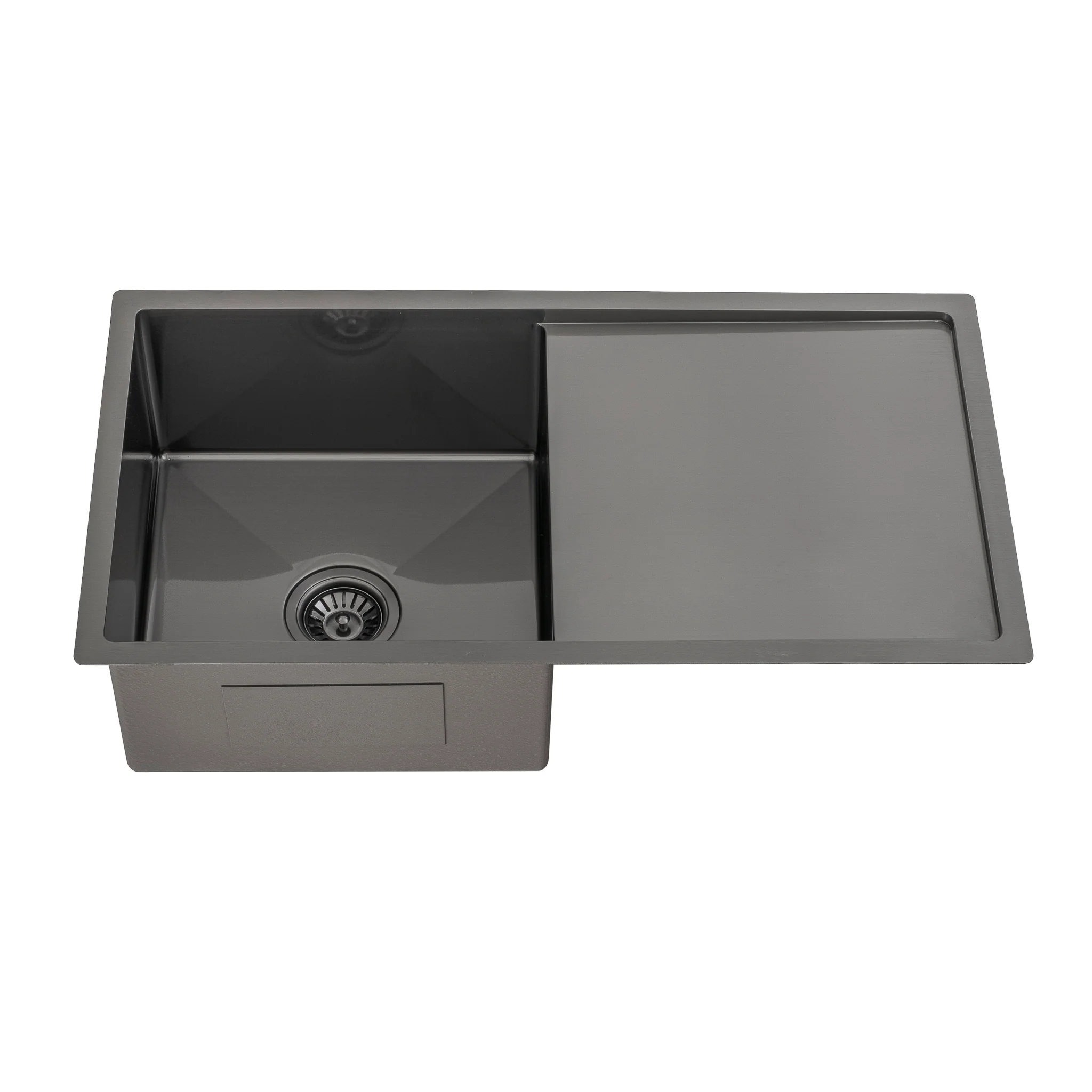 Retto II 850mm x 450mm x 230mm Stainless Steel Sink with Drainer, Brushed Gunmetal Black - Image 5
