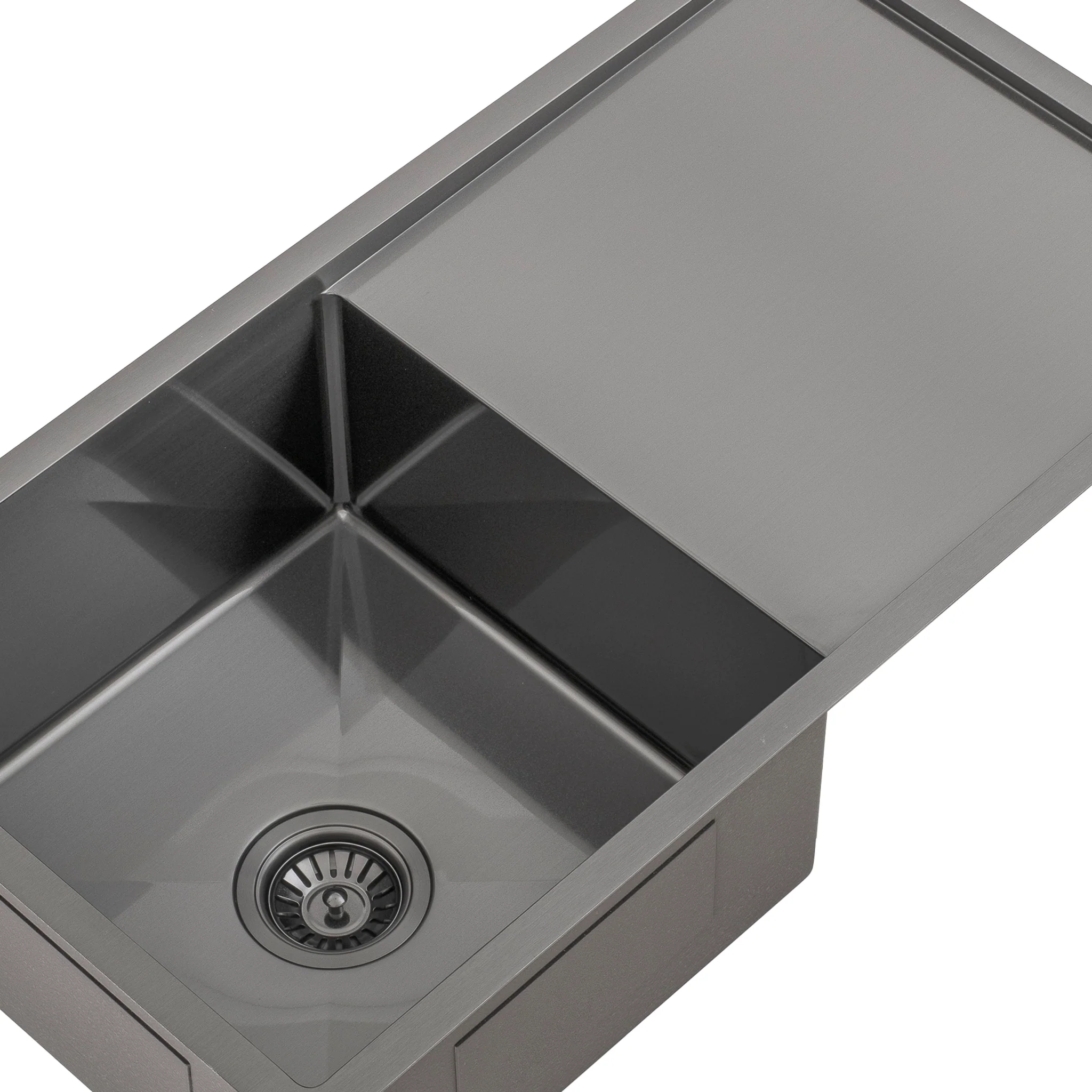 Retto II 850mm x 450mm x 230mm Stainless Steel Sink with Drainer, Brushed Gunmetal Black - Image 6