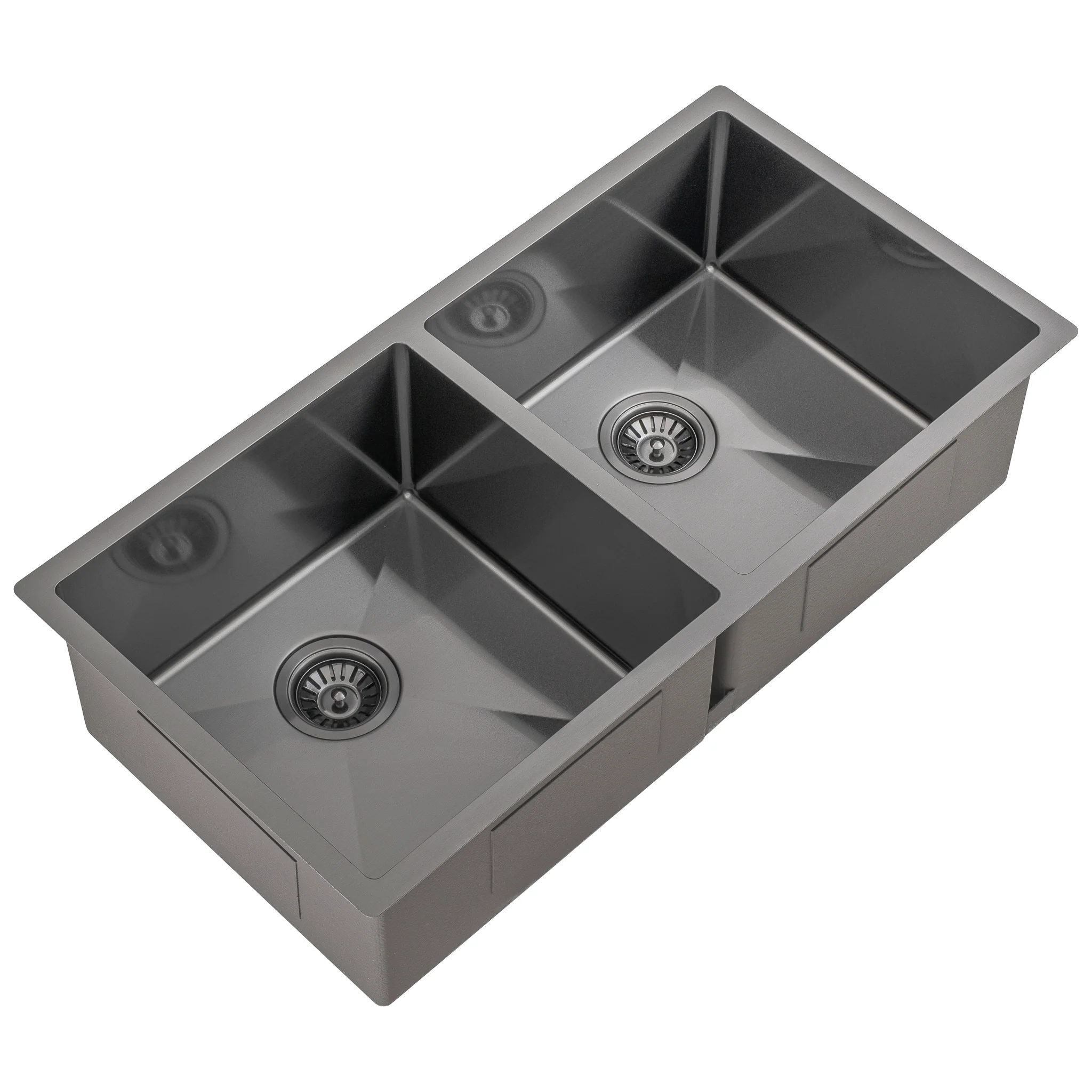 Retto II 875mm x 450mm x 230mm Stainless Steel Double Sink, Brushed Gunmetal Black - Image 4
