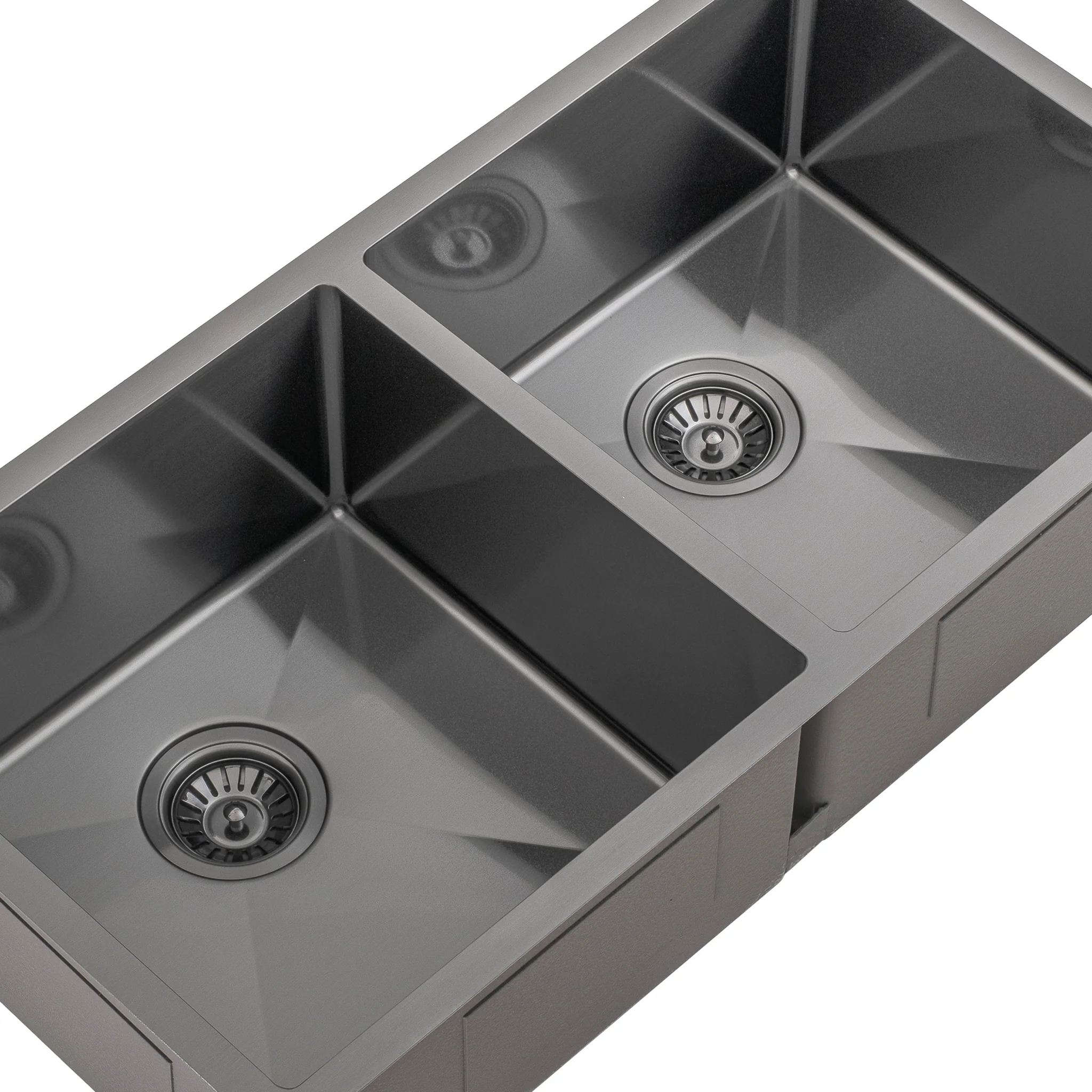 Retto II 875mm x 450mm x 230mm Stainless Steel Double Sink, Brushed Gunmetal Black - Image 6