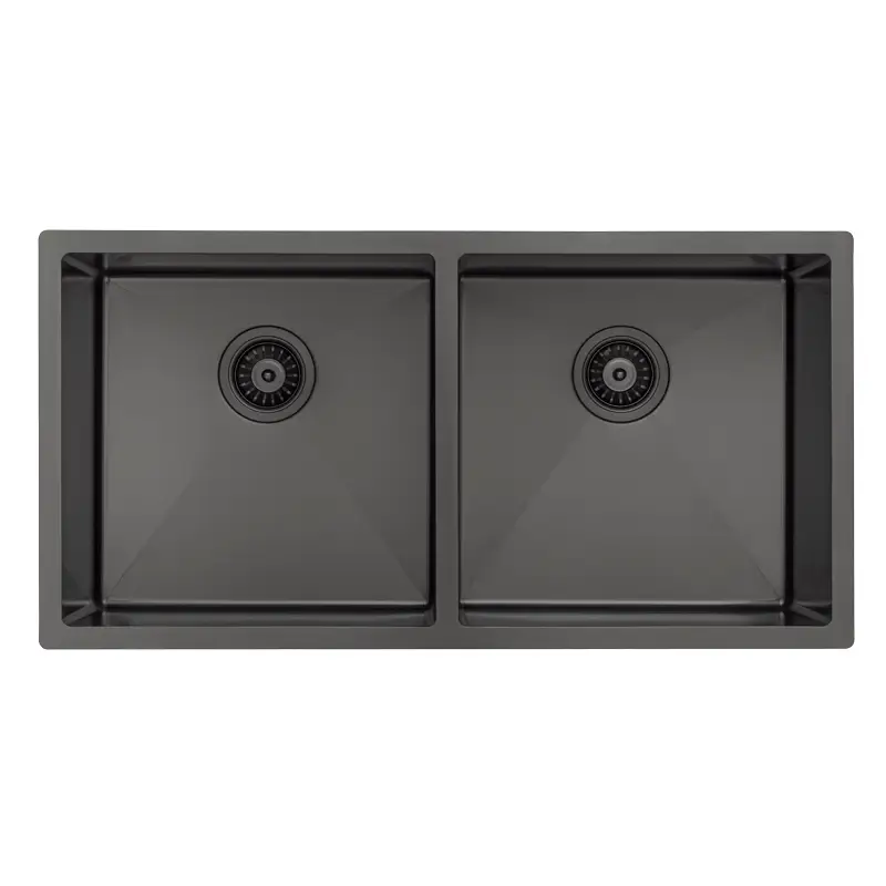 Retto II 875mm x 450mm x 230mm Stainless Steel Double Sink, Brushed Gunmetal Black - Image 7