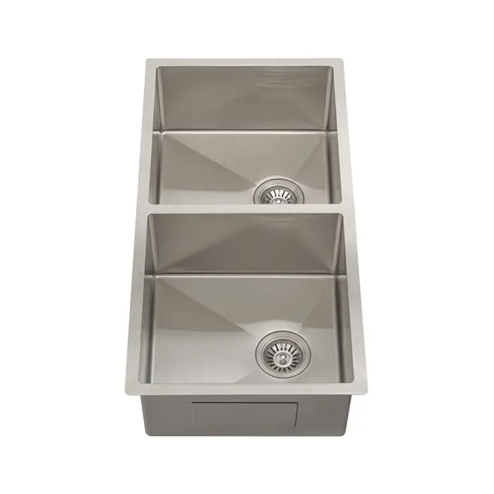Retto II 875mm x 450mm x 230mm Stainless Steel Double Sink, Brushed SS Nickel - Image 3