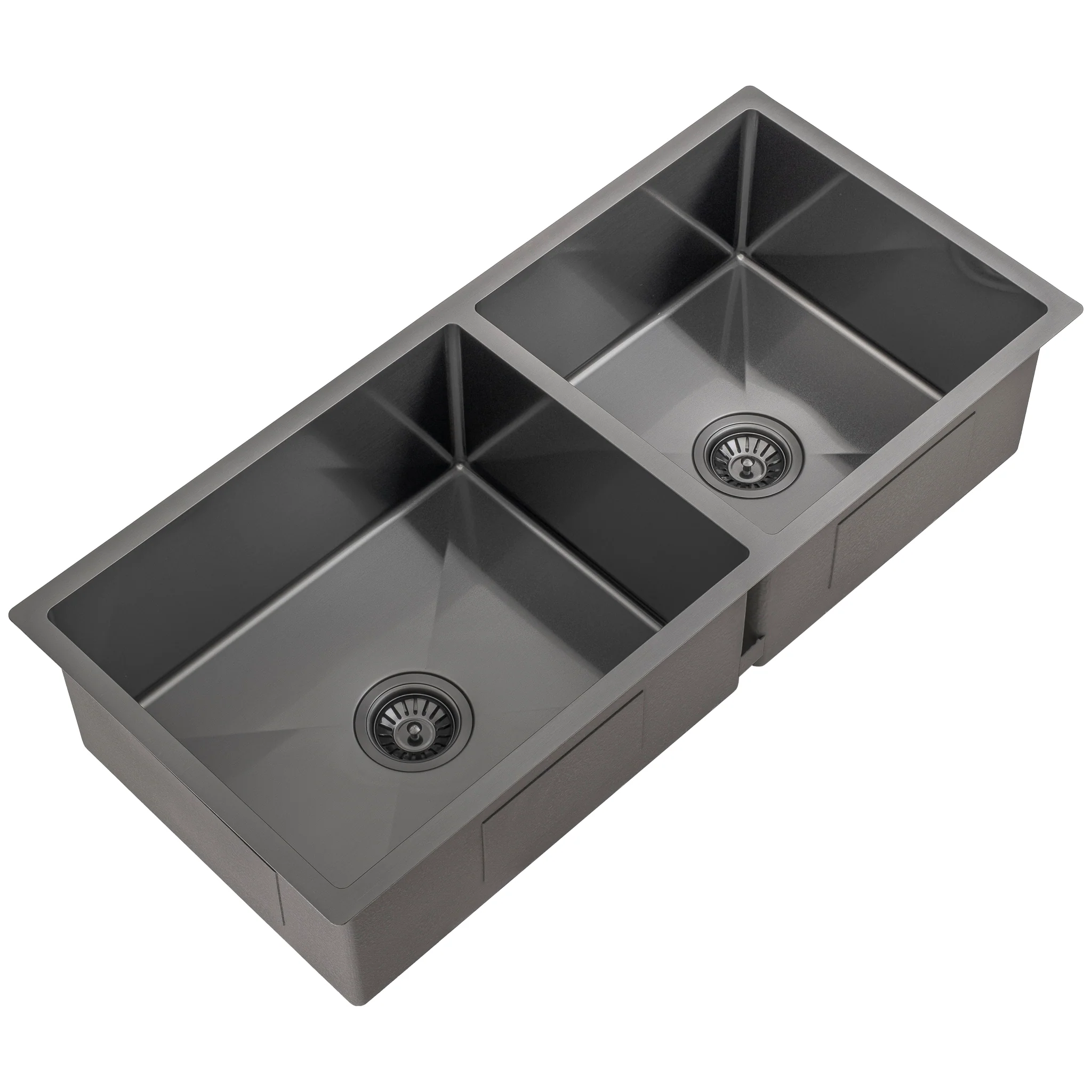 Retto II 975mm x 450mm x 230mm Stainless Steel Double Sink, Brushed Gunmetal Black - Image 4