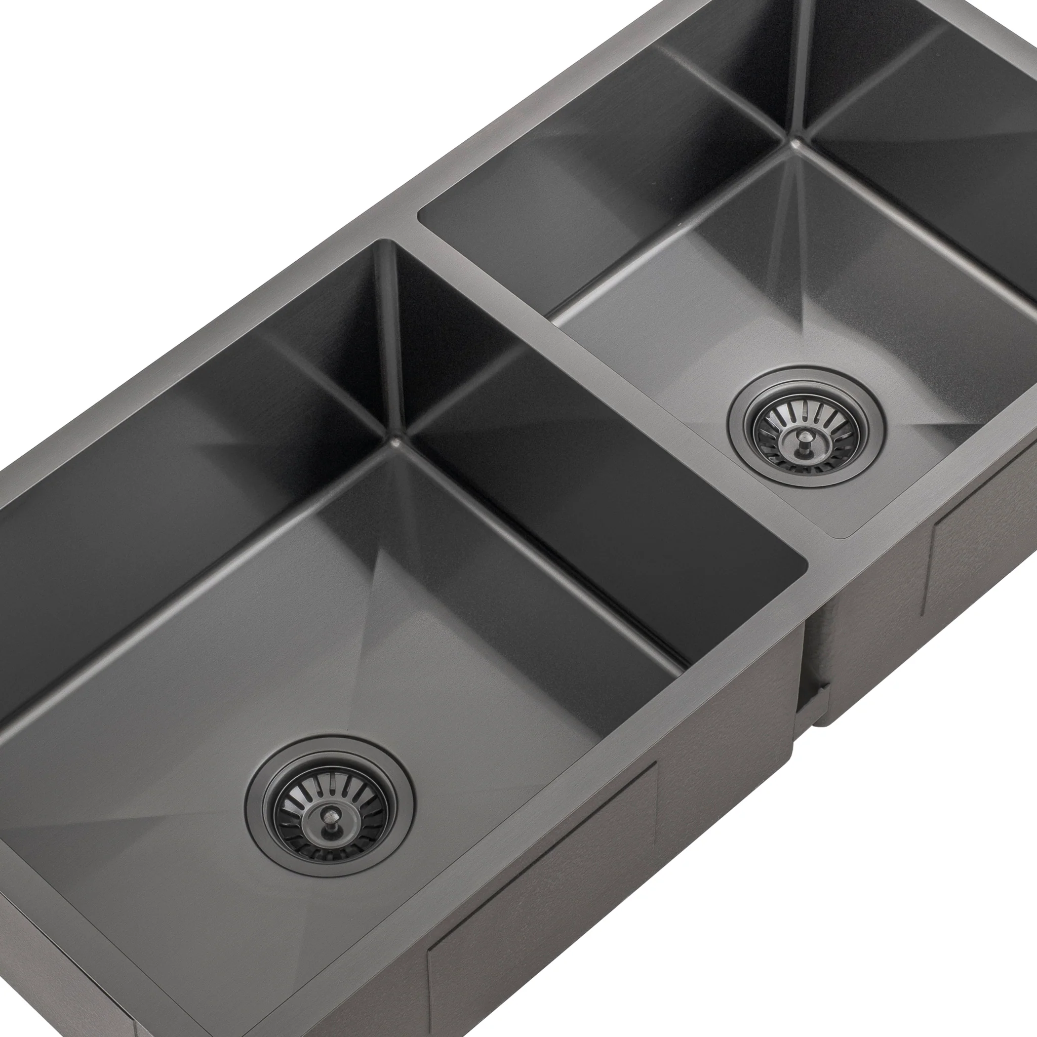 Retto II 975mm x 450mm x 230mm Stainless Steel Double Sink, Brushed Gunmetal Black - Image 6