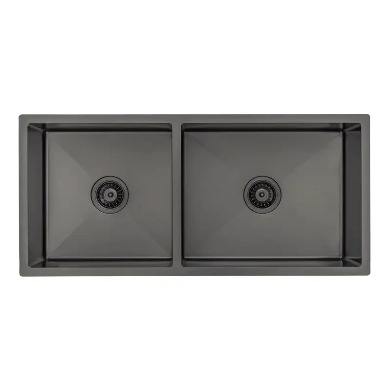 Retto II 975mm x 450mm x 230mm Stainless Steel Double Sink, Brushed Gunmetal Black - Image 7