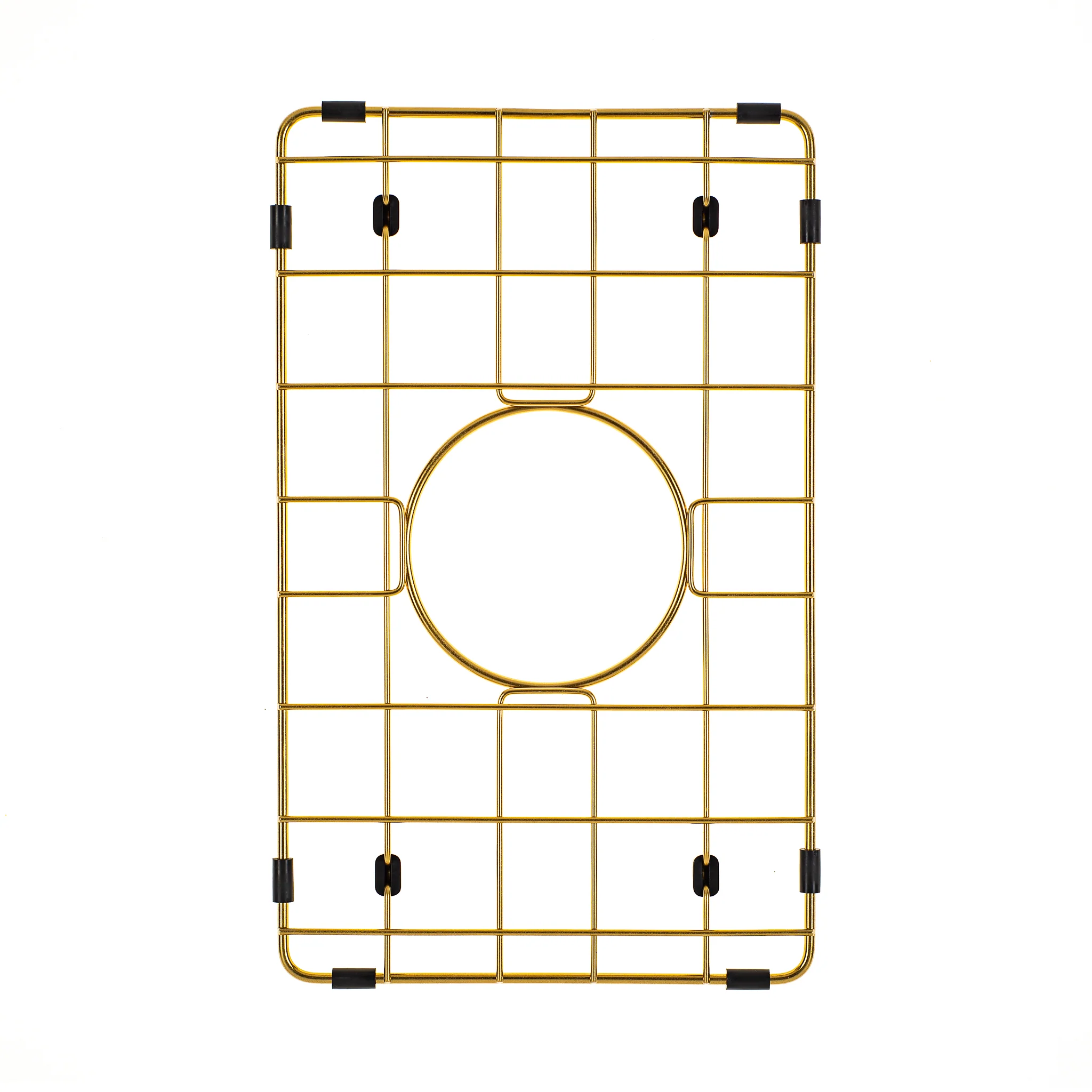 Retto II Stainless Steel Sink Grid 250 x 400mm with Centre Waste Hole, Brushed Brass Gold