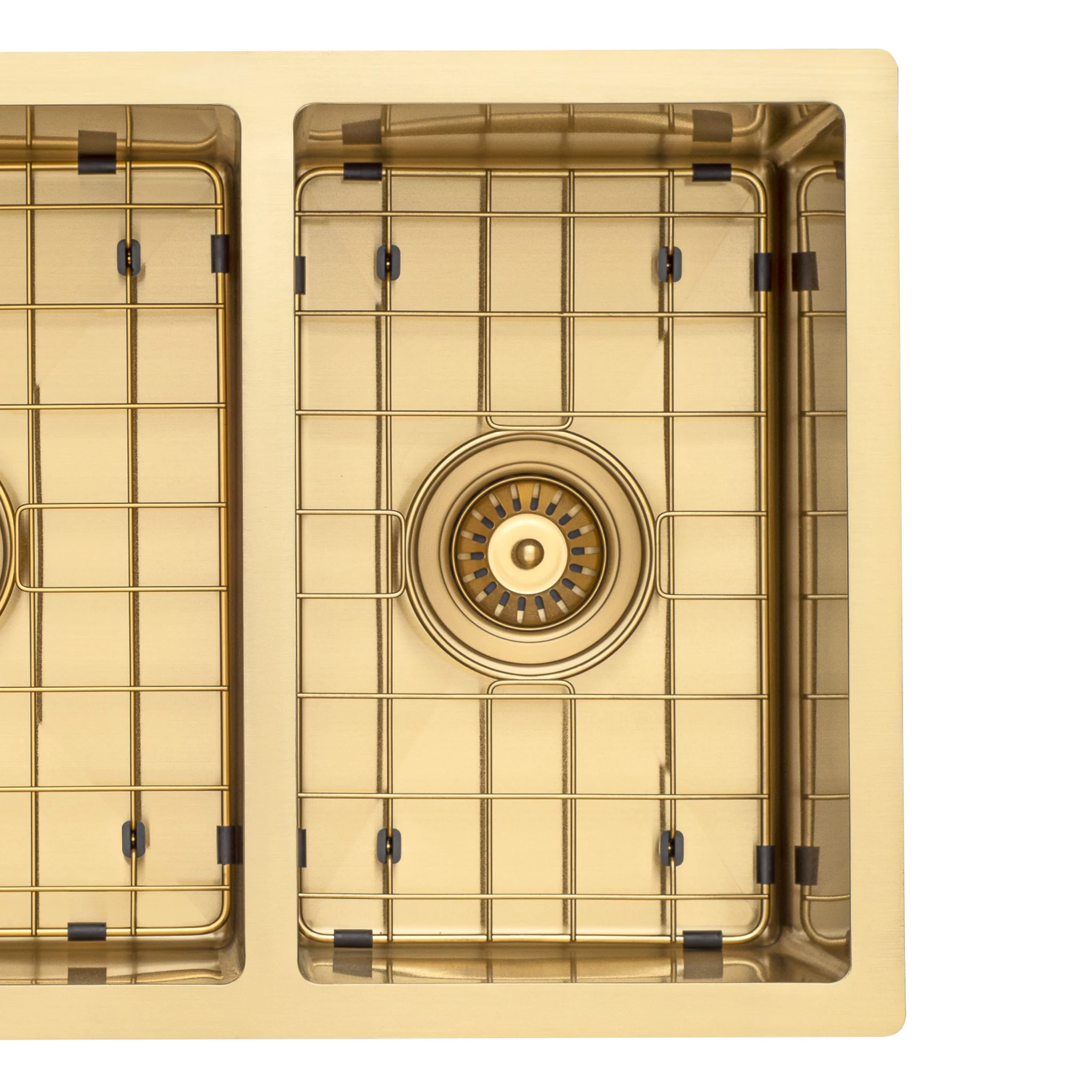 Retto II Stainless Steel Sink Grid 250 x 400mm with Centre Waste Hole, Brushed Brass Gold - Image 2