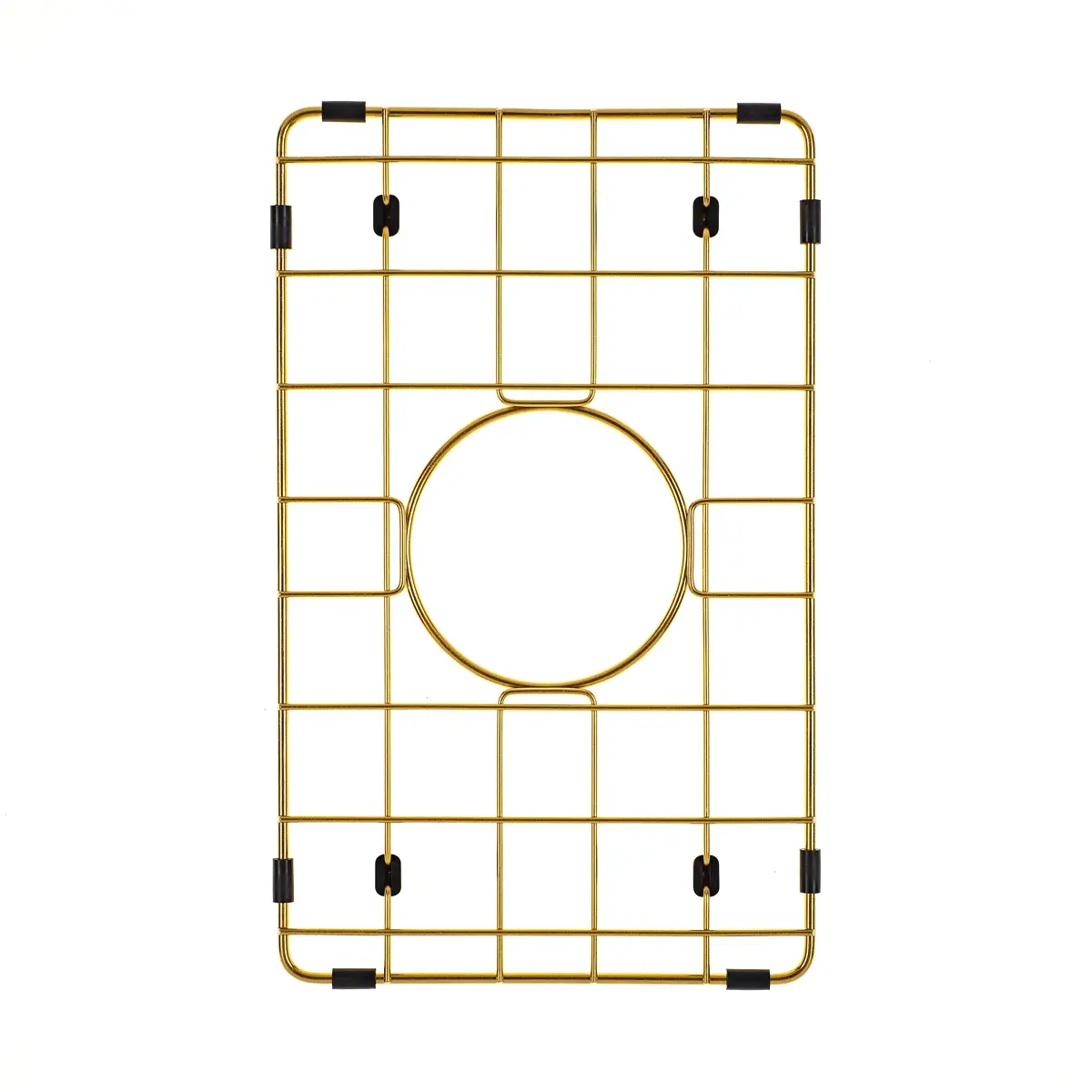 Retto II Stainless Steel Sink Grid 250 x 400mm with Centre Waste Hole, Brushed Brass Gold - Image 3