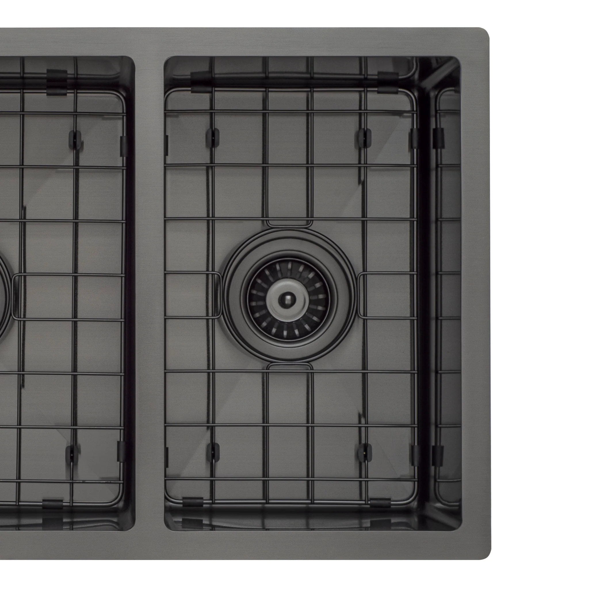 Retto II Stainless Steel Sink Grid 250 x 400mm with Centre Waste Hole, Brushed Gunmetal Black - Image 2
