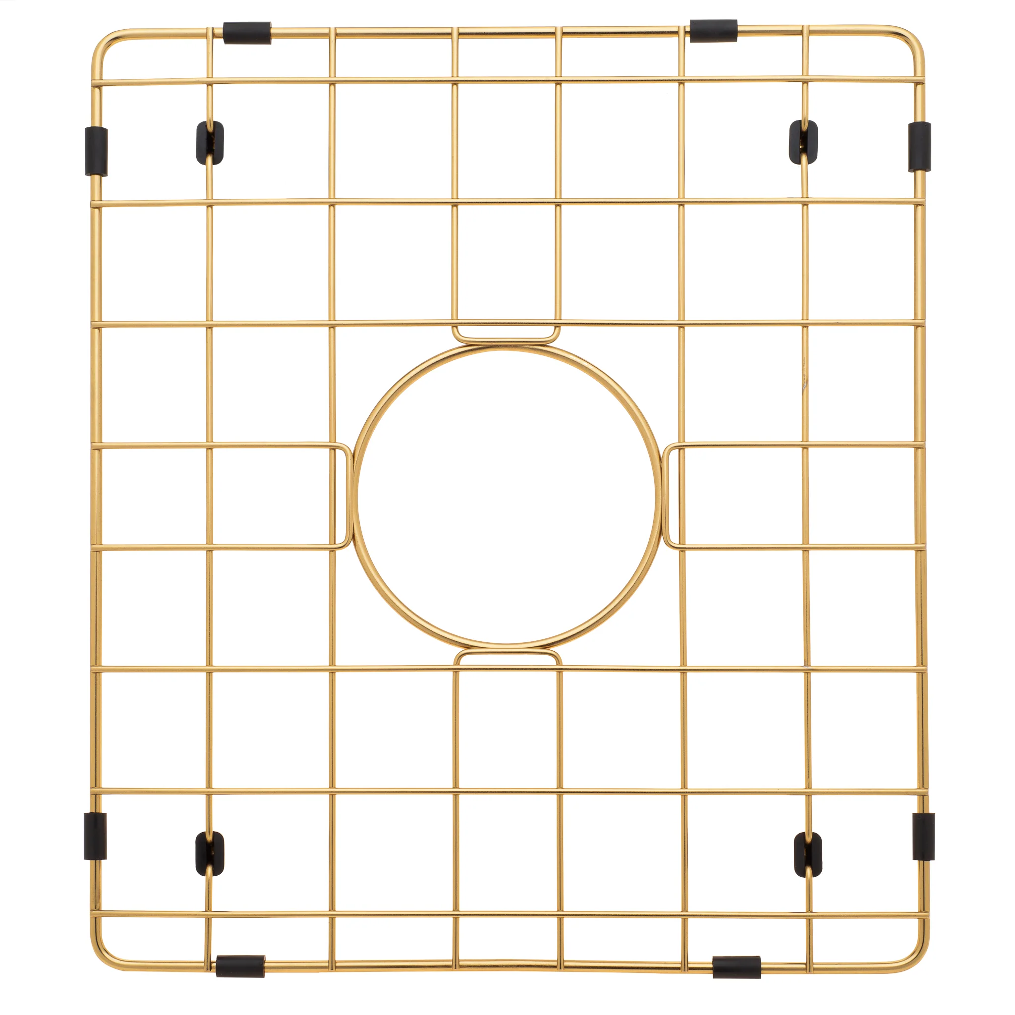 Retto II Stainless Steel Sink Grid 350 x 400mm with Centre Waste Hole, Brushed Brass Gold