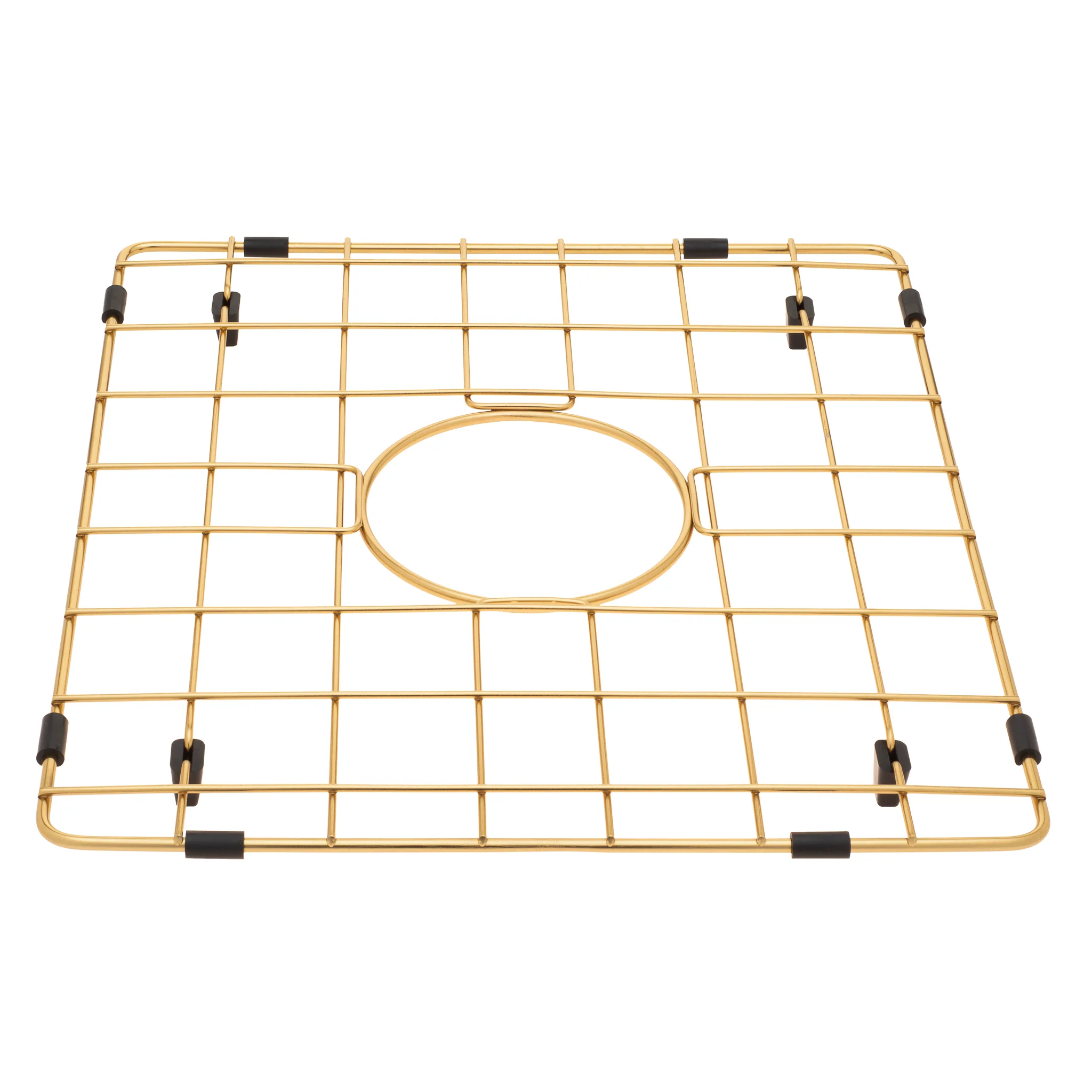 Retto II Stainless Steel Sink Grid 350 x 400mm with Centre Waste Hole, Brushed Brass Gold - Image 2