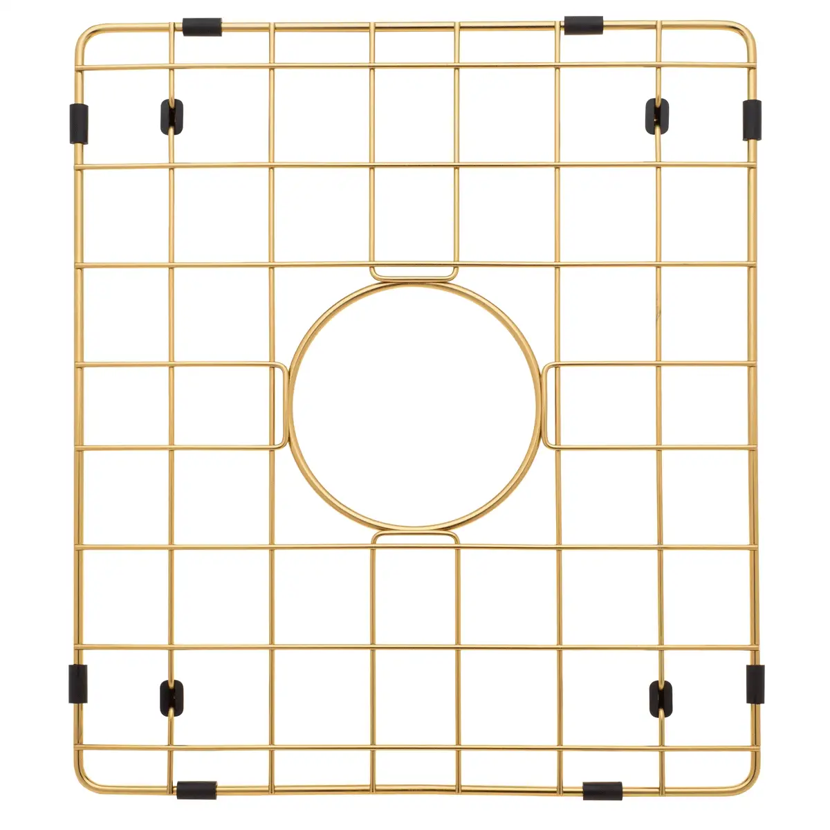 Retto II Stainless Steel Sink Grid 350 x 400mm with Centre Waste Hole, Brushed Brass Gold - Image 3