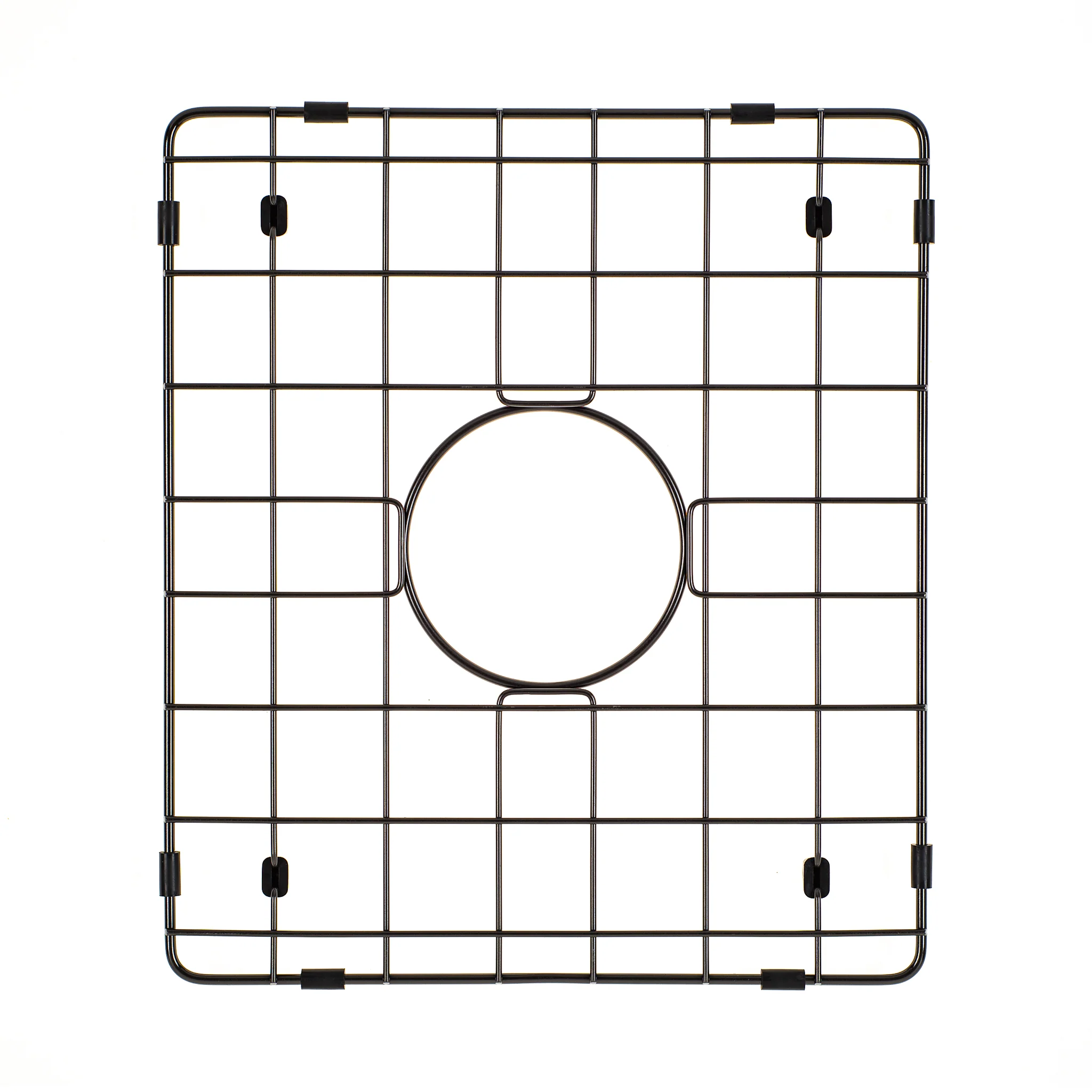 Retto II Stainless Steel Sink Grid 350 x 400mm with Centre Waste Hole, Brushed Gunmetal Black