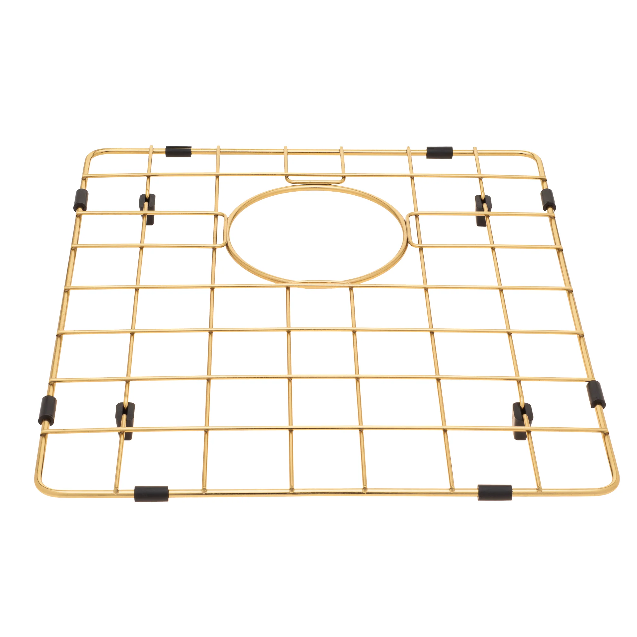 Retto II Stainless Steel Sink Grid 350 x 400mm with Rear Waste Hole, Brushed Brass Gold - Image 2