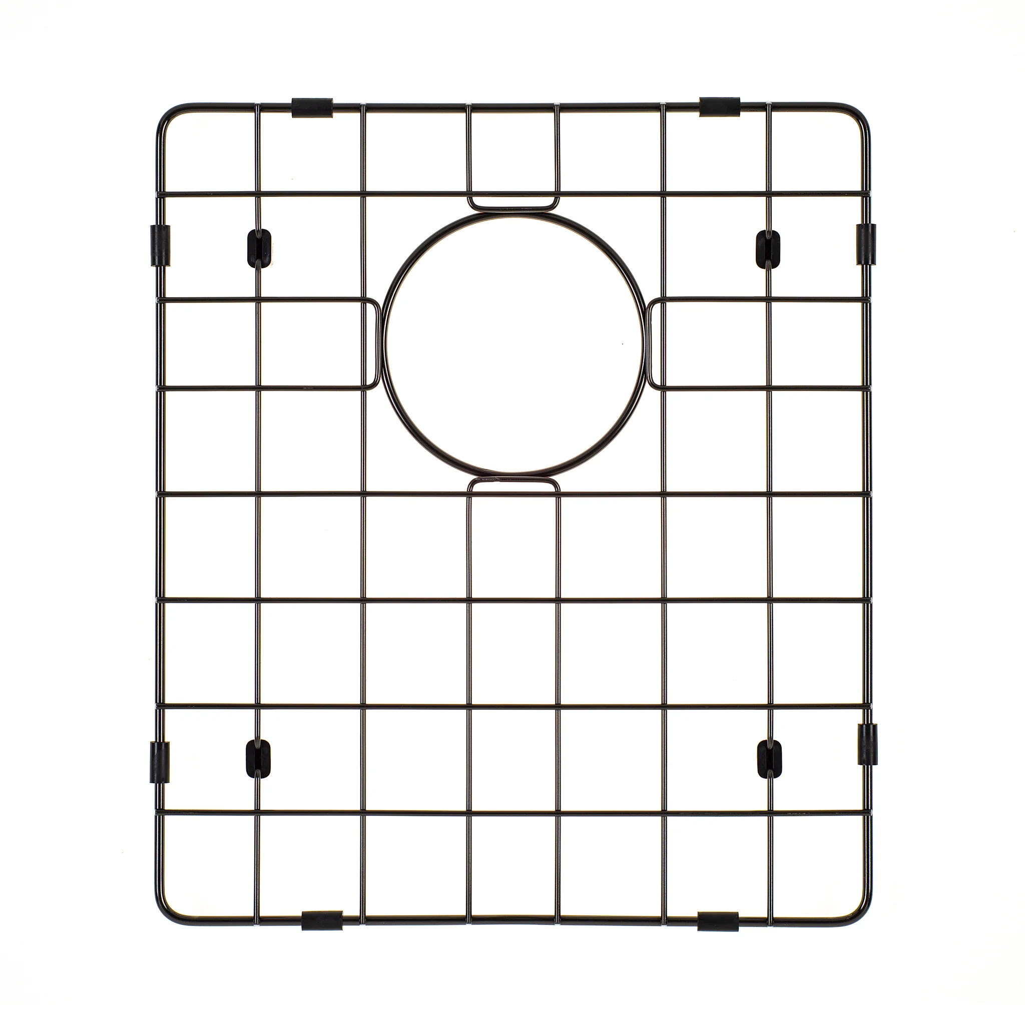 Retto II Stainless Steel Sink Grid 350 x 400mm with Rear Waste Hole, Brushed Gunmetal Black