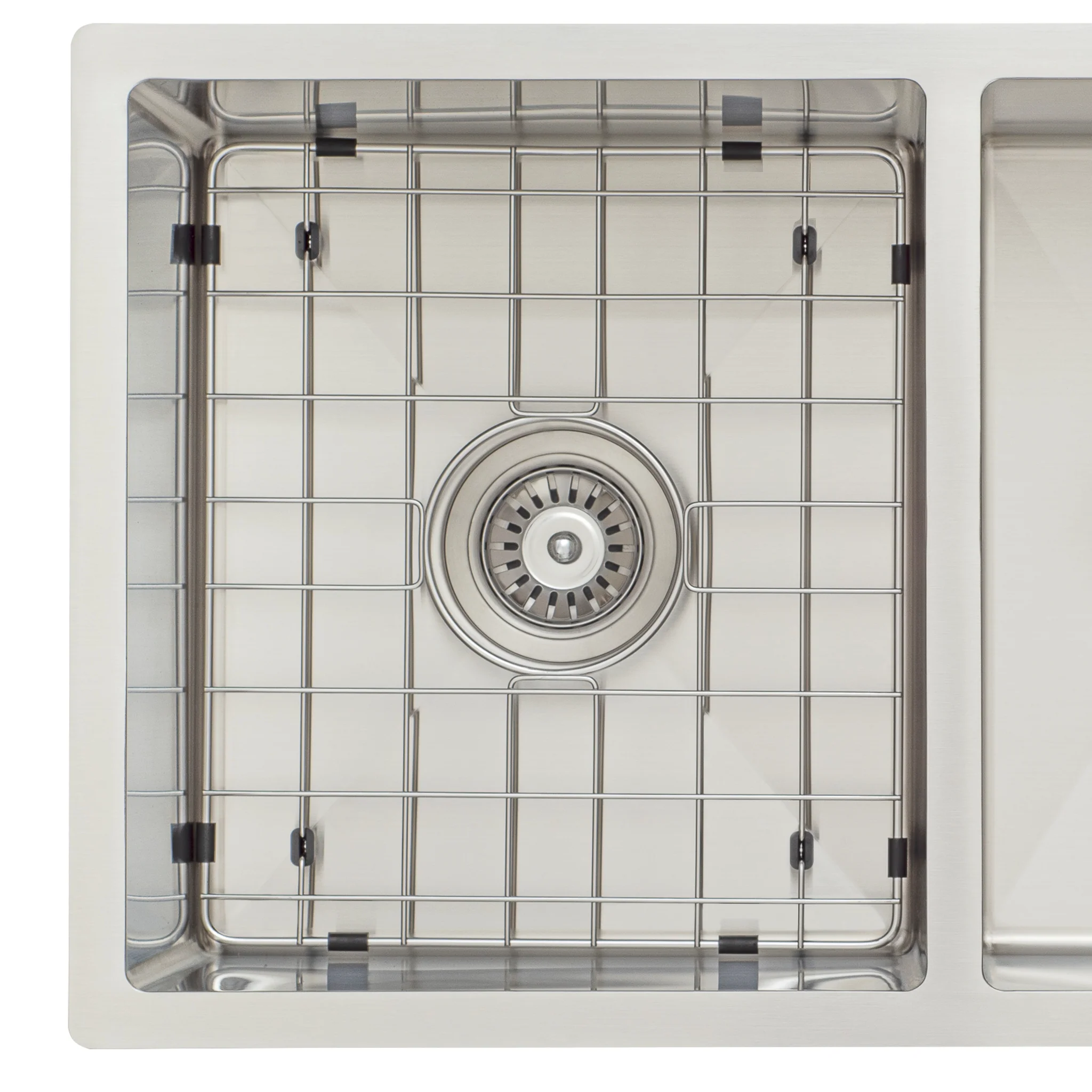 Retto II Stainless Steel Sink Grid 350 x 400mm with Rear Waste Hole, Brushed SS Nickel - Image 2