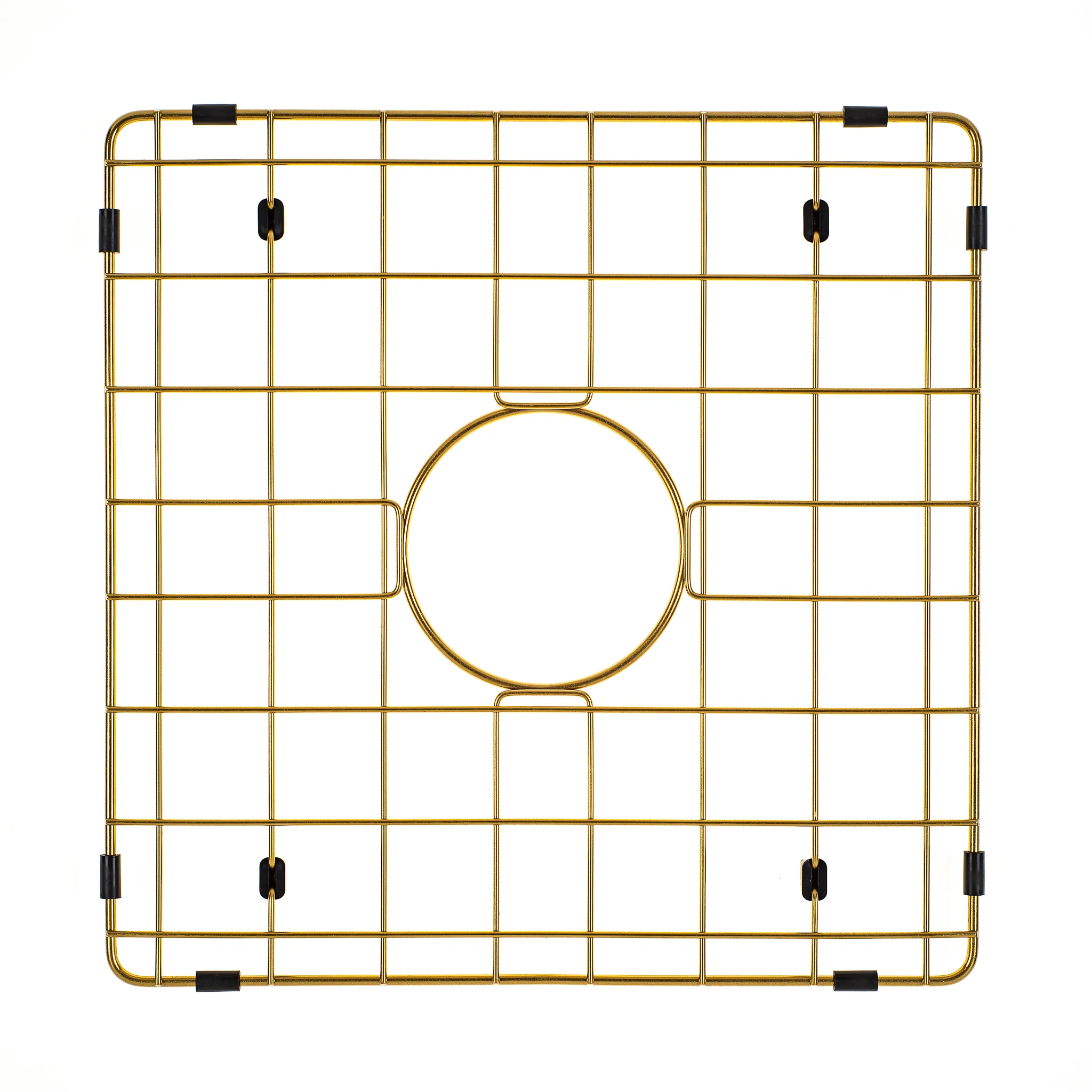 Retto II Stainless Steel Sink Grid 400 x 400mm with Centre Waste Hole, Brushed Brass Gold