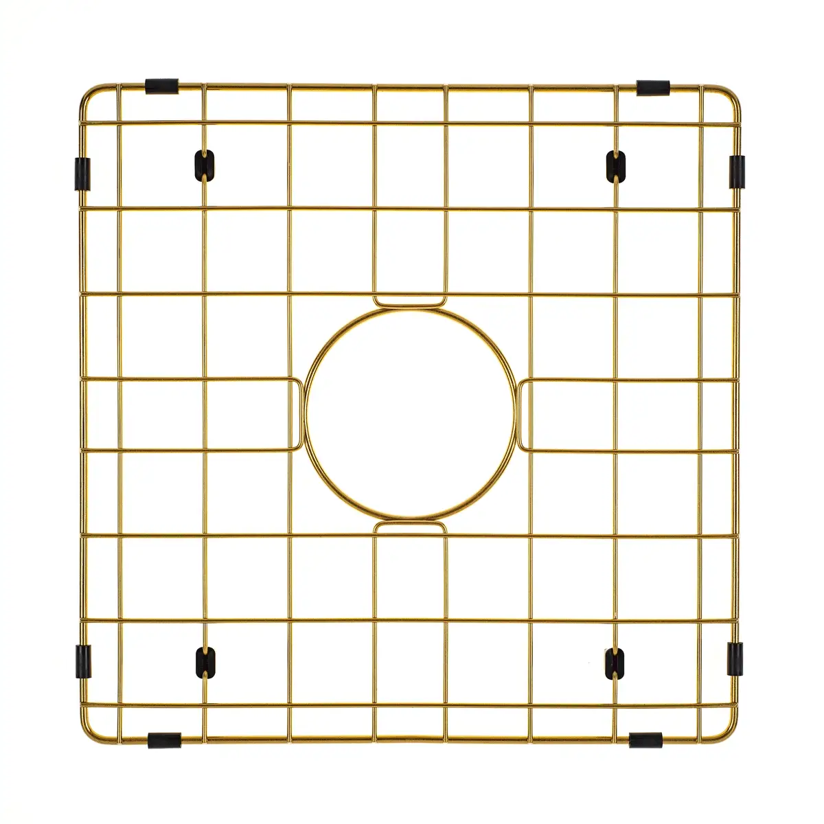 Retto II Stainless Steel Sink Grid 400 x 400mm with Centre Waste Hole, Brushed Brass Gold - Image 3