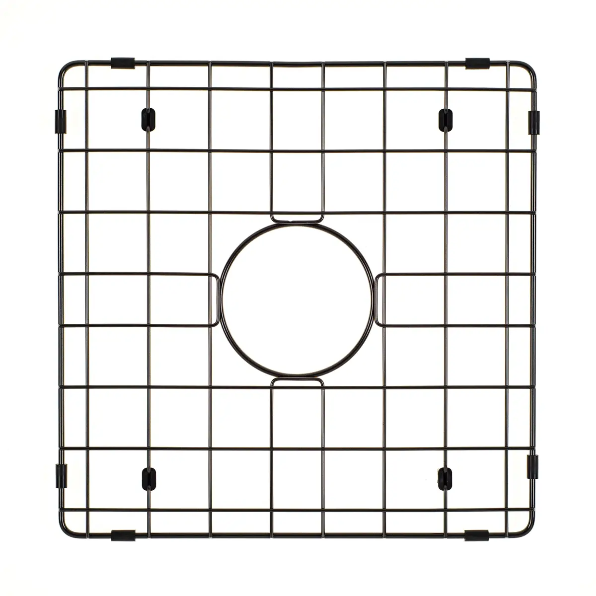 Retto II Stainless Steel Sink Grid 400 x 400mm with Centre Waste Hole, Brushed Gunmetal Black - Image 3