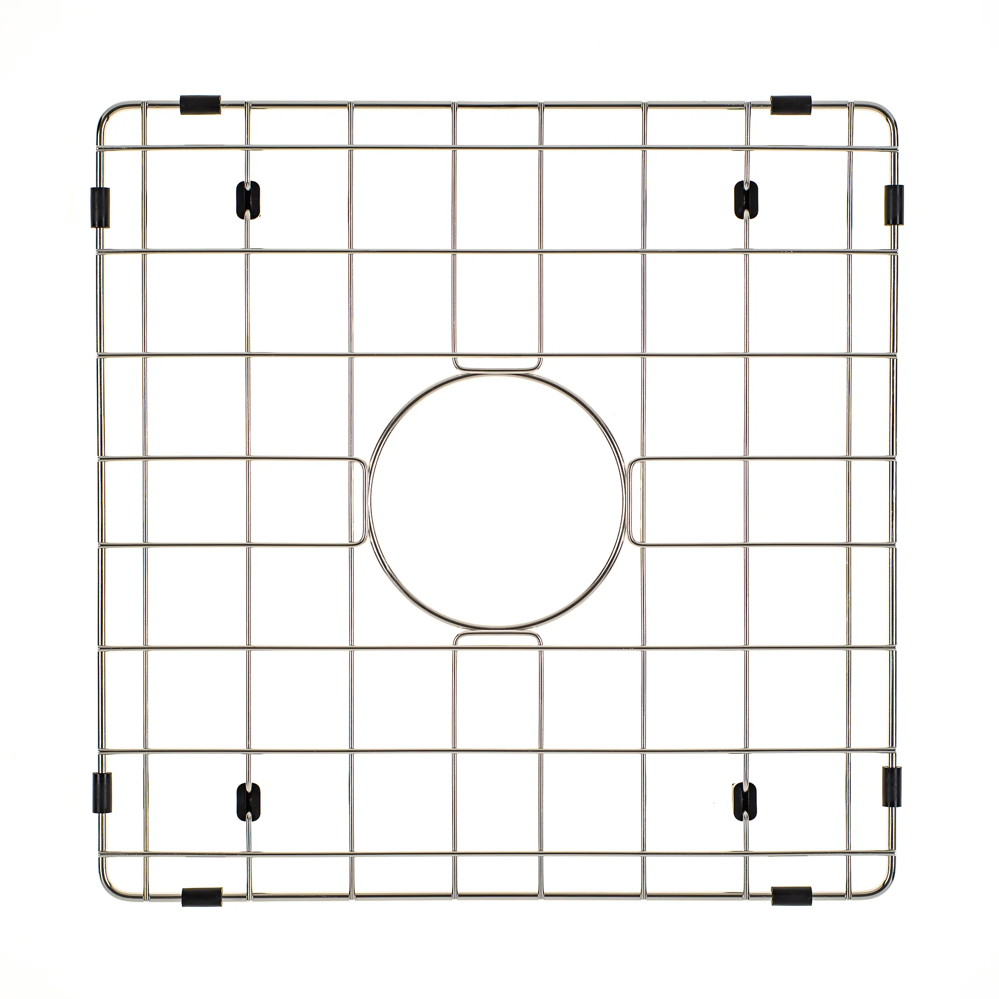 Retto II Stainless Steel Sink Grid 400 x 400mm with Centre Waste Hole, Brushed SS Nickel