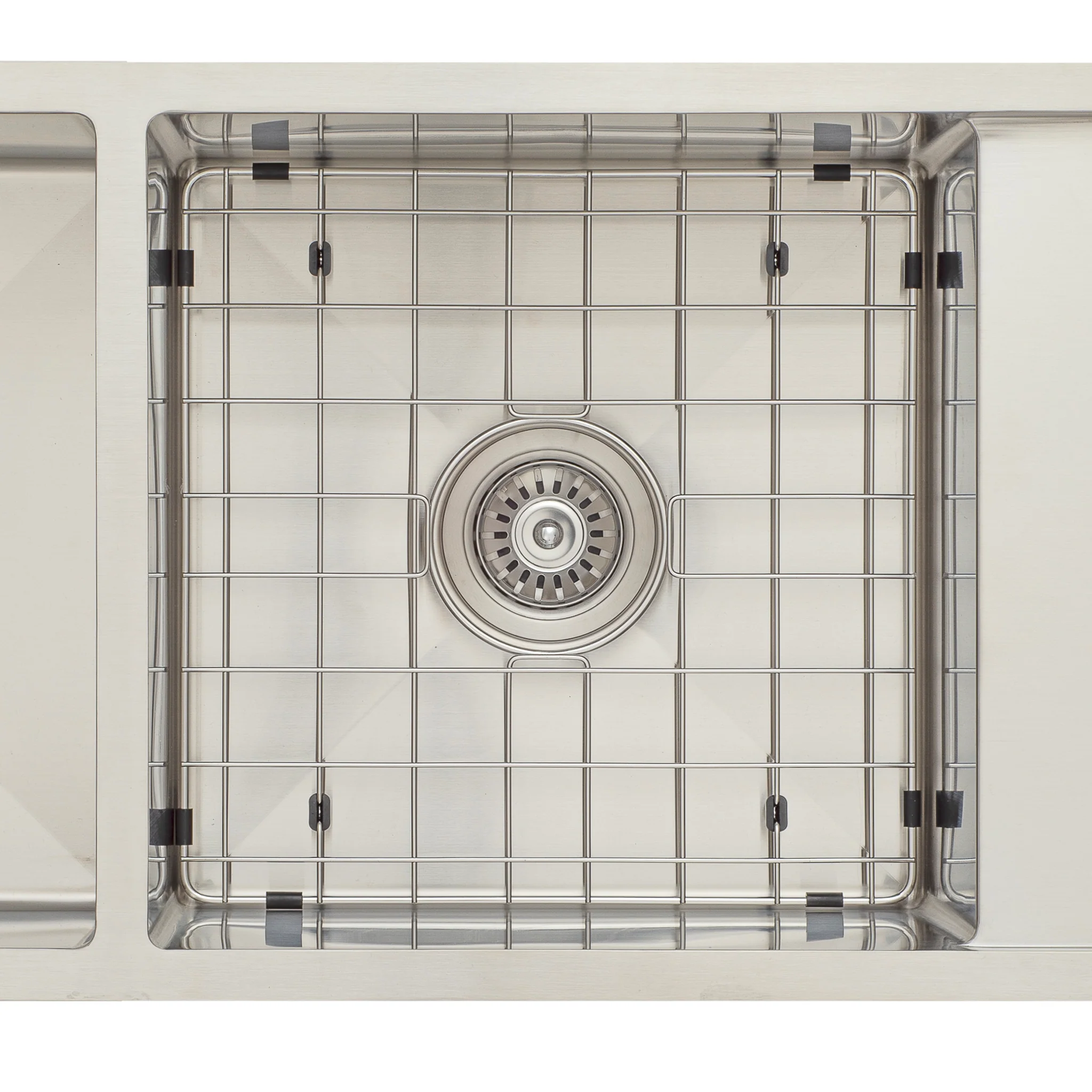 Retto II Stainless Steel Sink Grid 400 x 400mm with Centre Waste Hole, Brushed SS Nickel - Image 2
