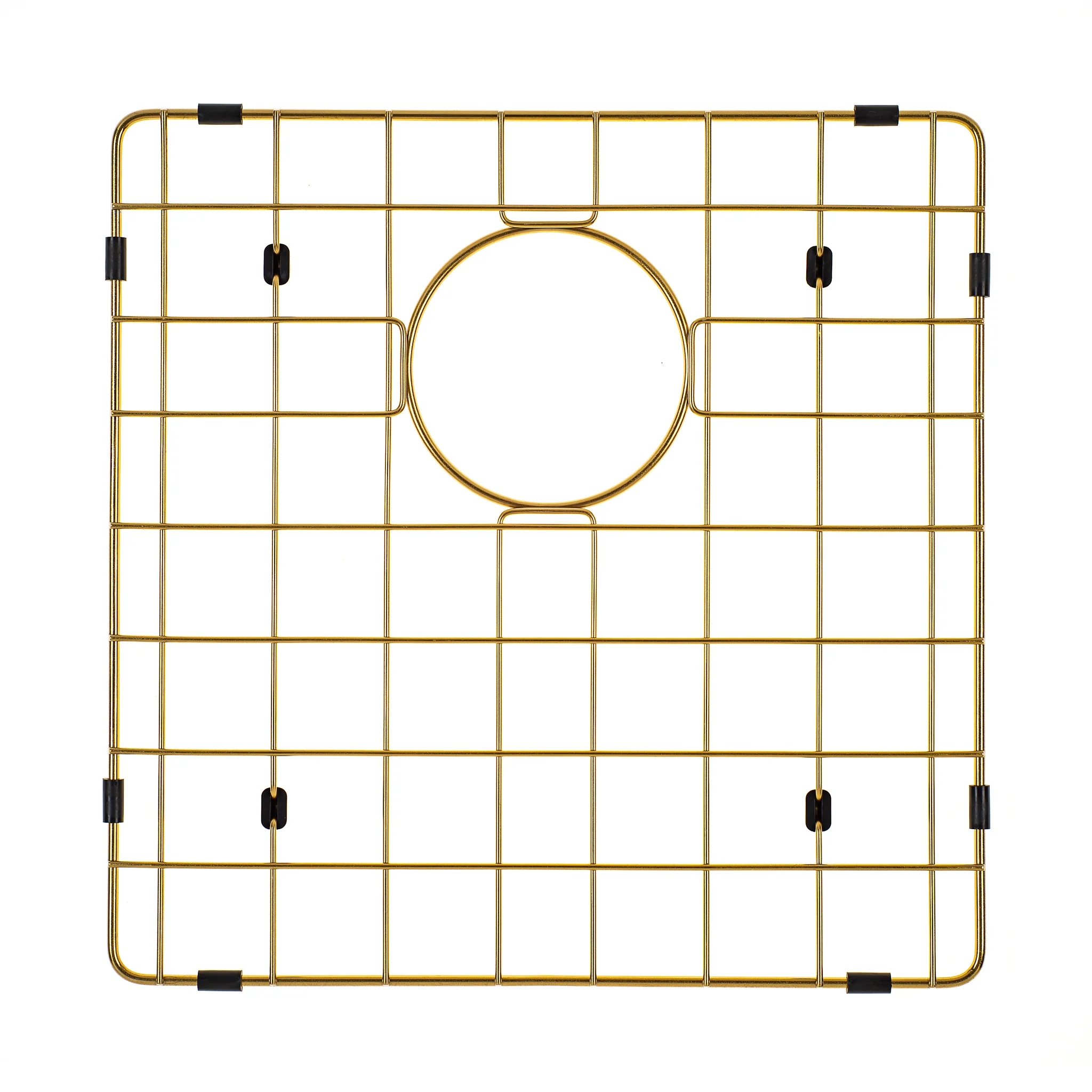 Retto II Stainless Steel Sink Grid 400 x 400mm with Rear Waste Hole, Brushed Brass Gold