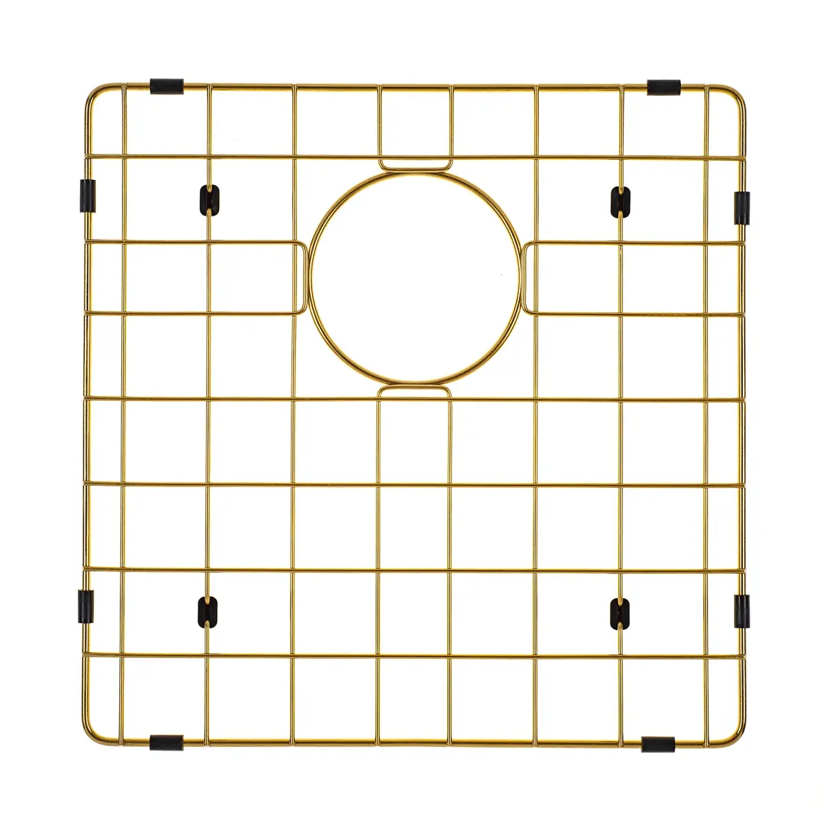 Retto II Stainless Steel Sink Grid 400 x 400mm with Rear Waste Hole, Brushed Brass Gold - Image 3