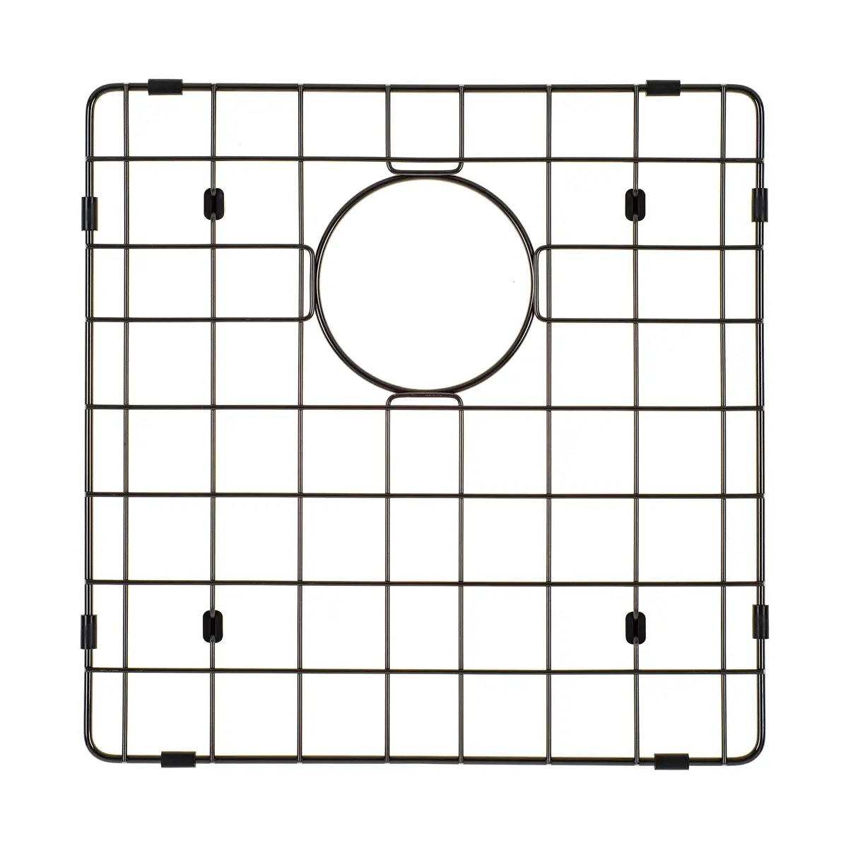 Retto II Stainless Steel Sink Grid 400 x 400mm with Rear Waste Hole, Brushed Gunmetal Black - Image 3