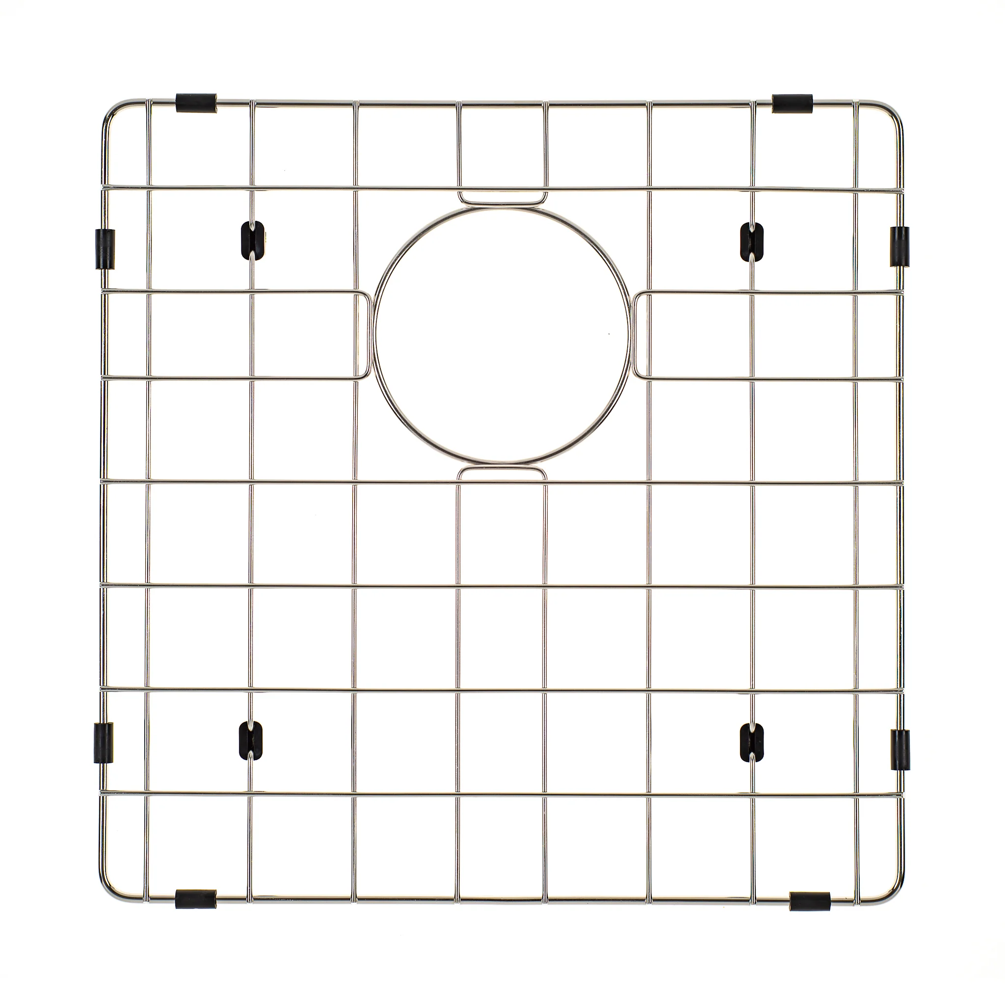 Retto II Stainless Steel Sink Grid 400 x 400mm with Rear Waste Hole, Brushed SS Nickel