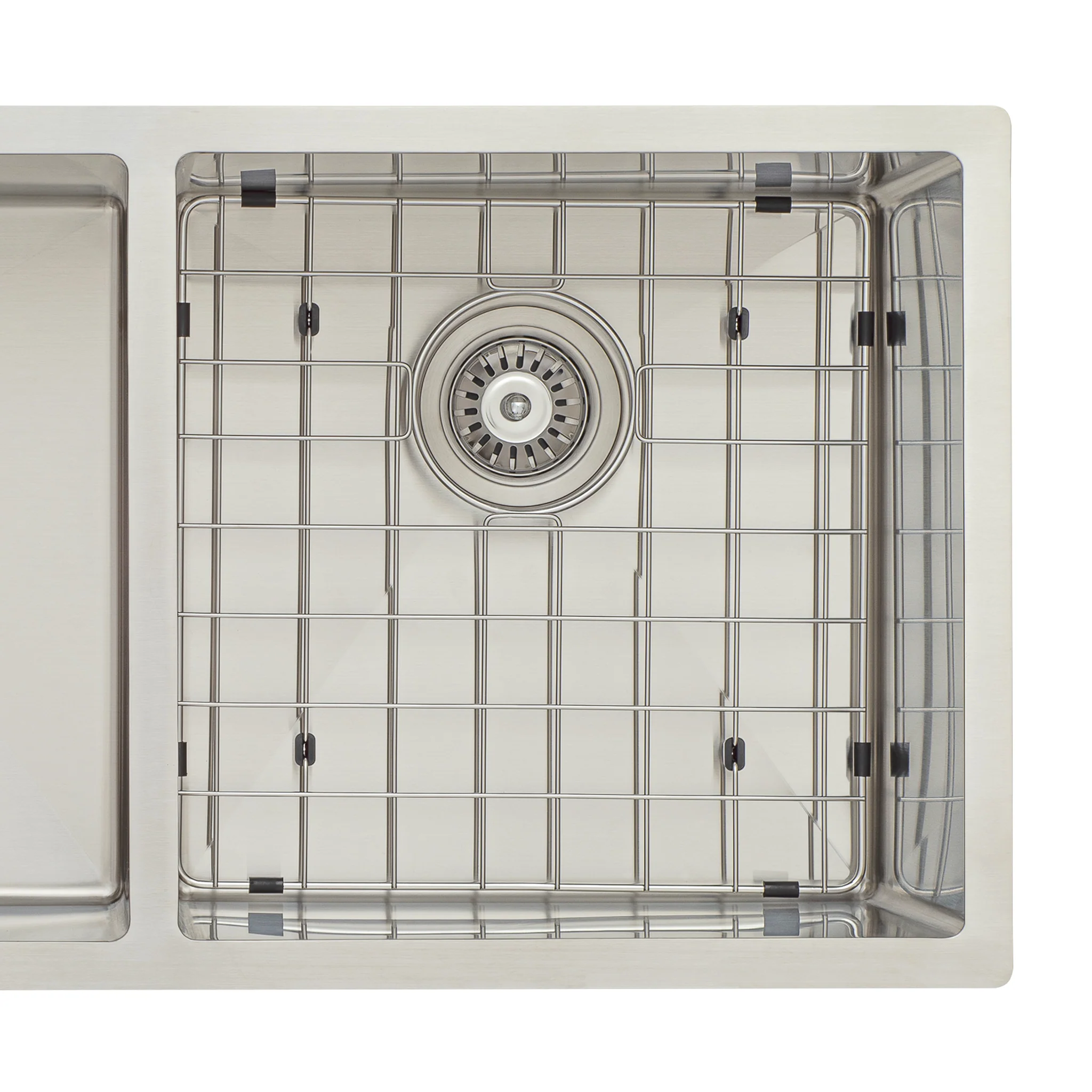 Retto II Stainless Steel Sink Grid 400 x 400mm with Rear Waste Hole, Brushed SS Nickel - Image 2