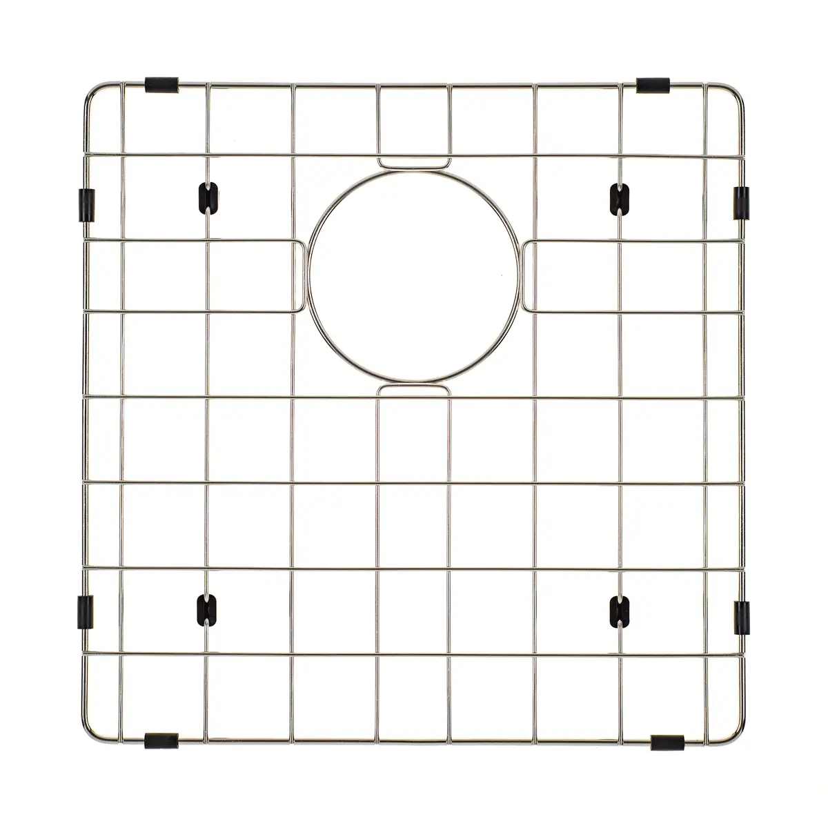 Retto II Stainless Steel Sink Grid 400 x 400mm with Rear Waste Hole, Brushed SS Nickel - Image 3