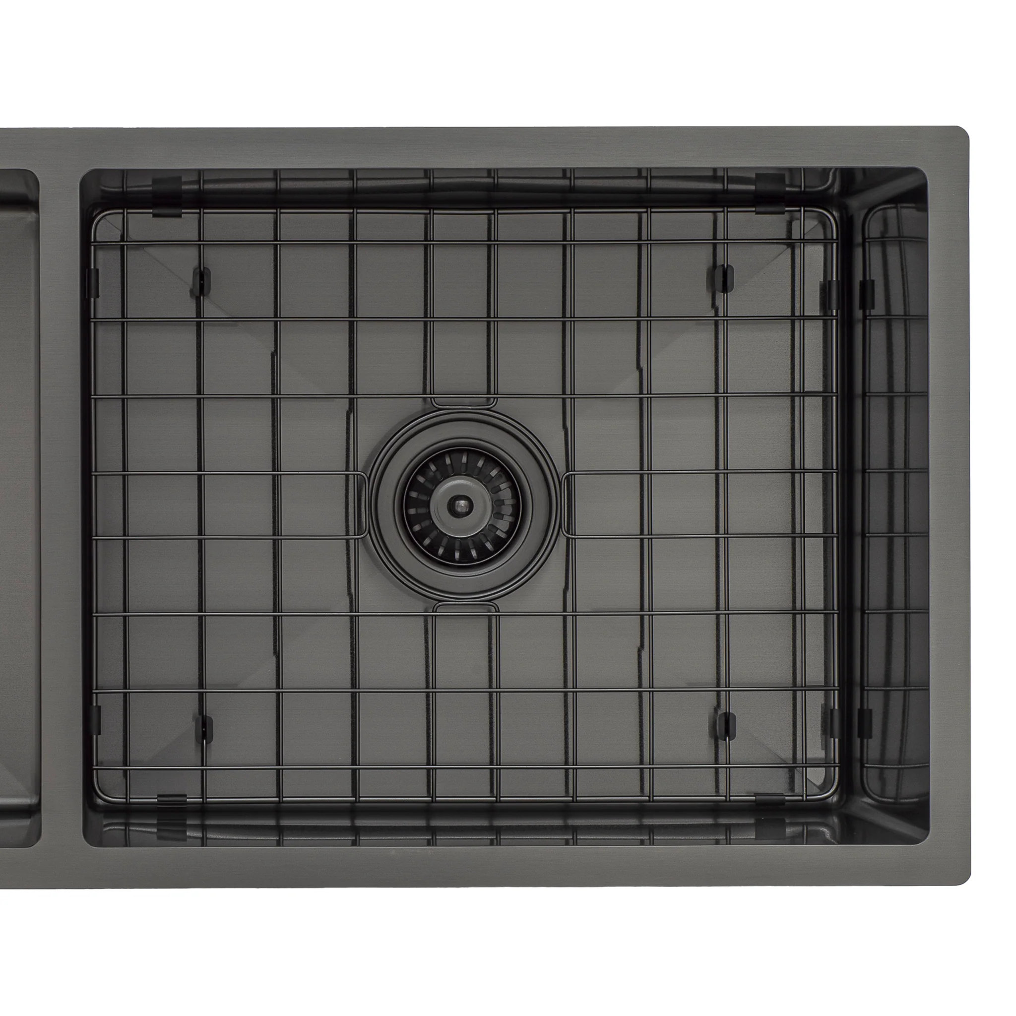 Retto II Stainless Steel Sink Grid 500 x 400mm with Centre Waste Hole, Brushed Gunmetal Black - Image 2