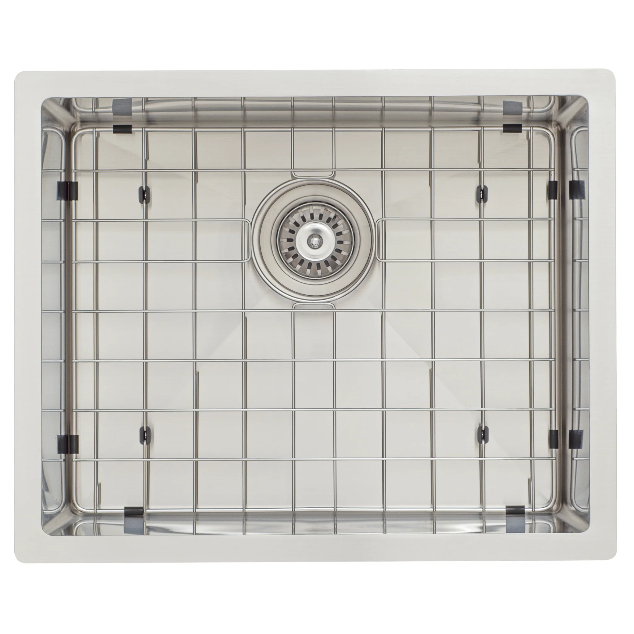 Retto II Stainless Steel Sink Grid 500 x 400mm with Rear Waste Hole, Brushed SS Nickel - Image 2