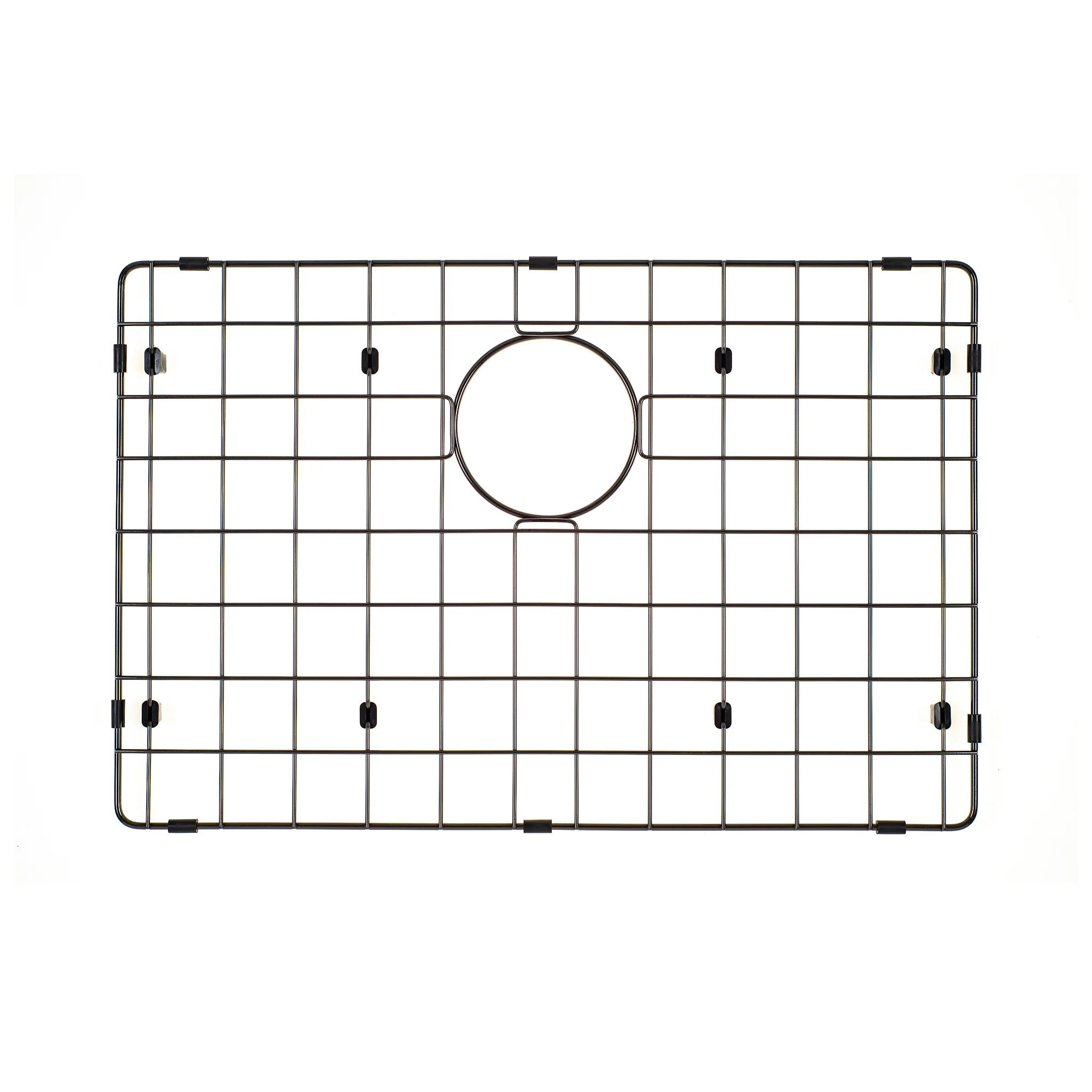 Retto II Stainless Steel Sink Grid 600 x 400mm with Rear Waste Hole, Brushed Gunmetal Black