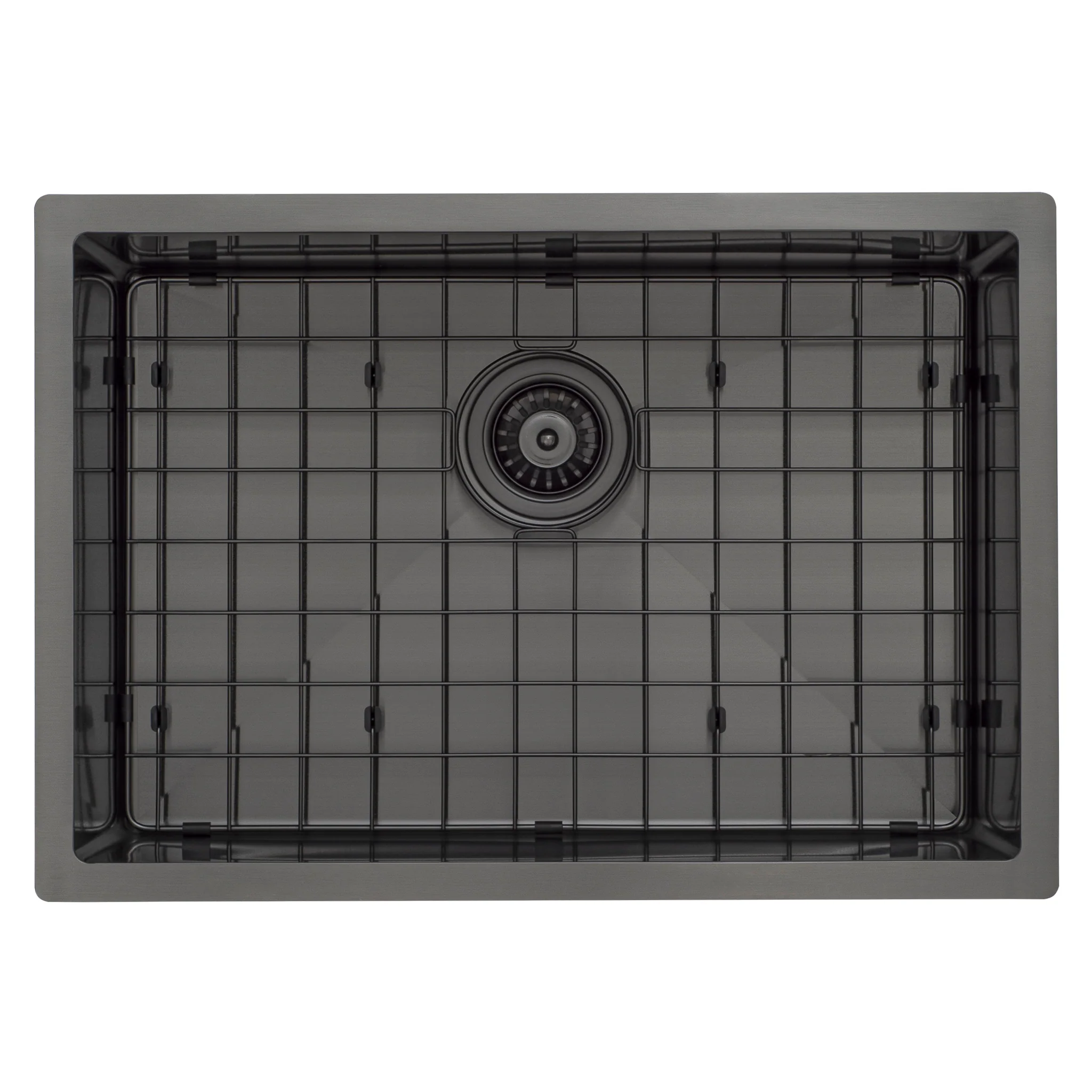 Retto II Stainless Steel Sink Grid 600 x 400mm with Rear Waste Hole, Brushed Gunmetal Black - Image 2