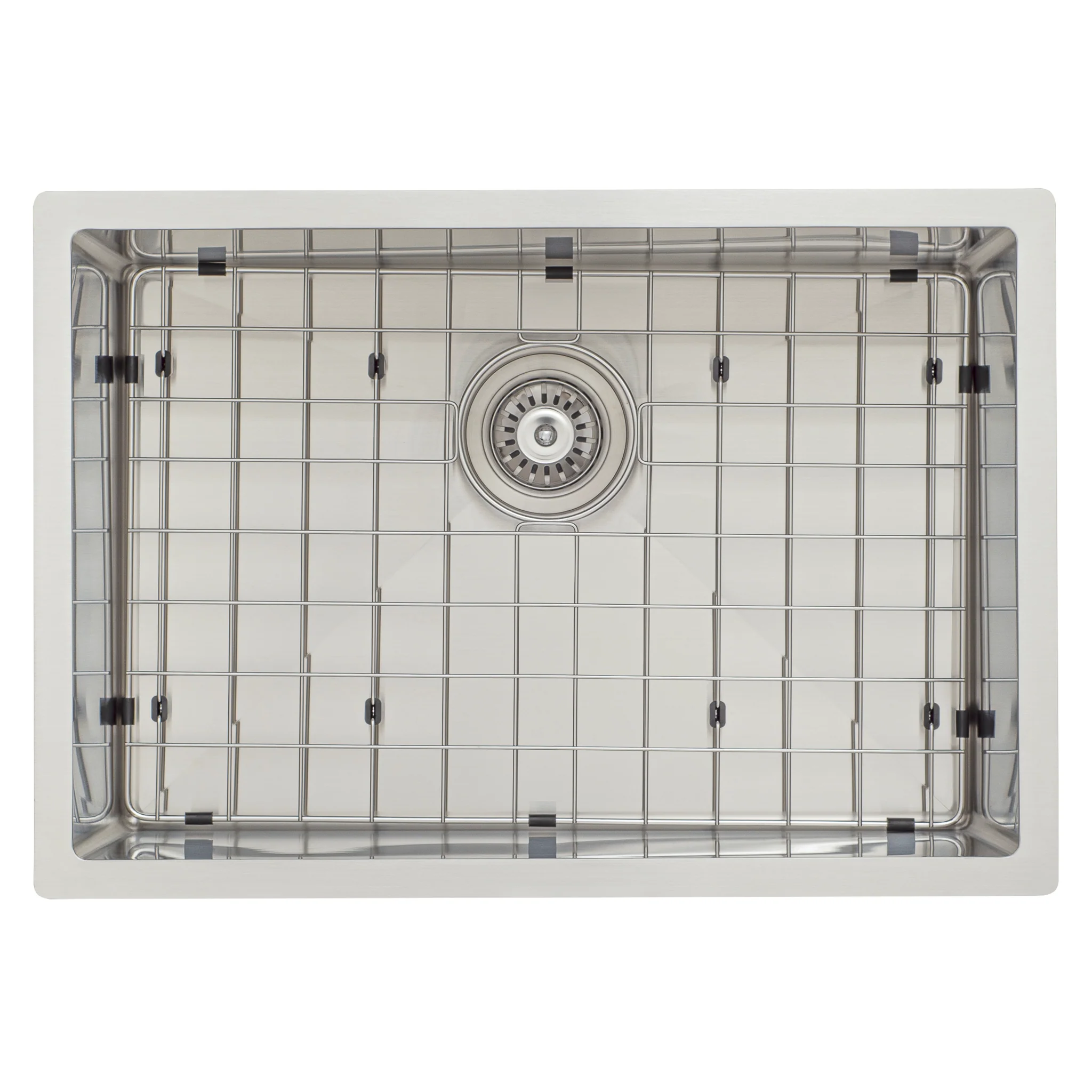Retto II Stainless Steel Sink Grid 600 x 400mm with Rear Waste Hole, Brushed SS Nickel - Image 2