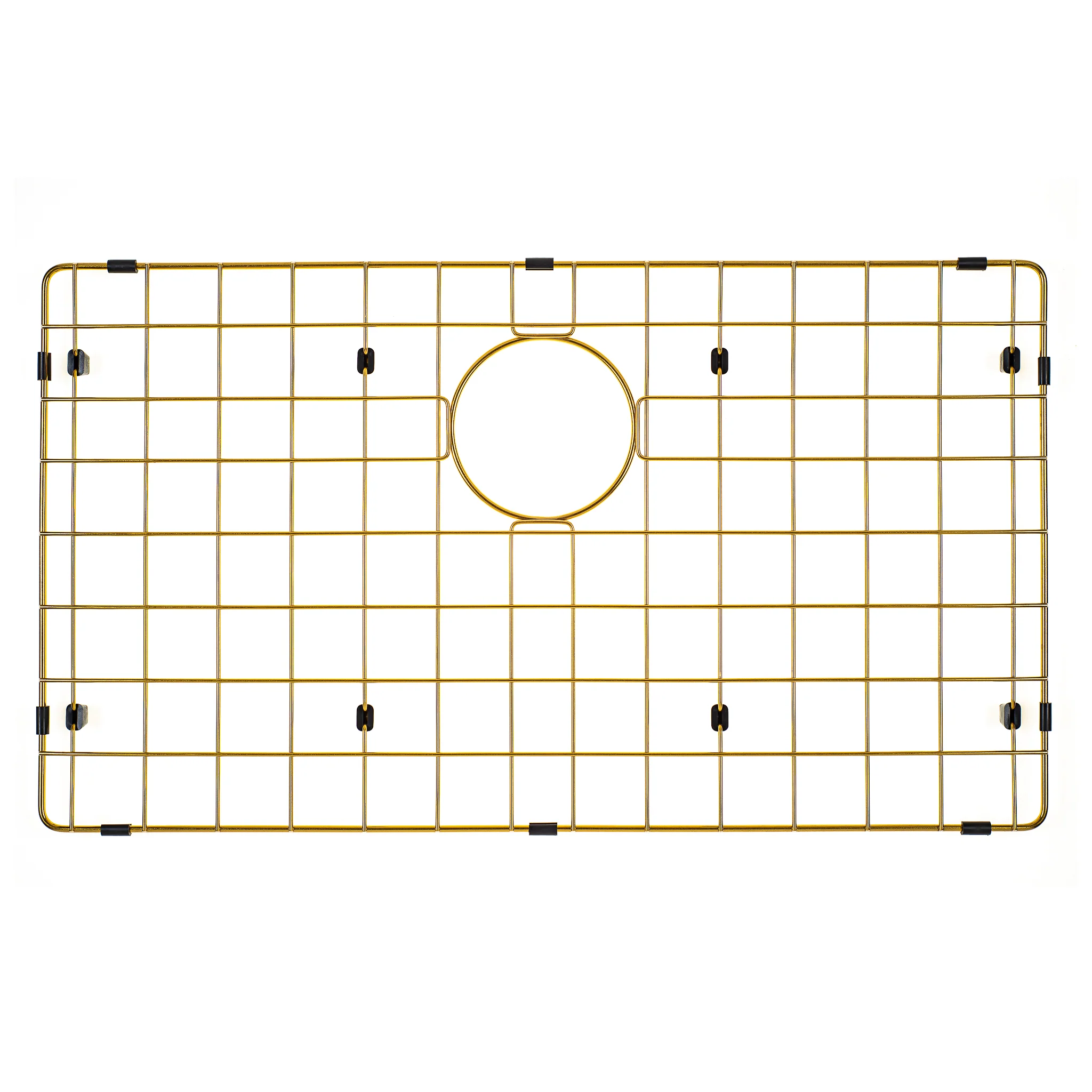 Retto II Stainless Steel Sink Grid 700 x 400mm with Rear Waste Hole, Brushed Brass Gold
