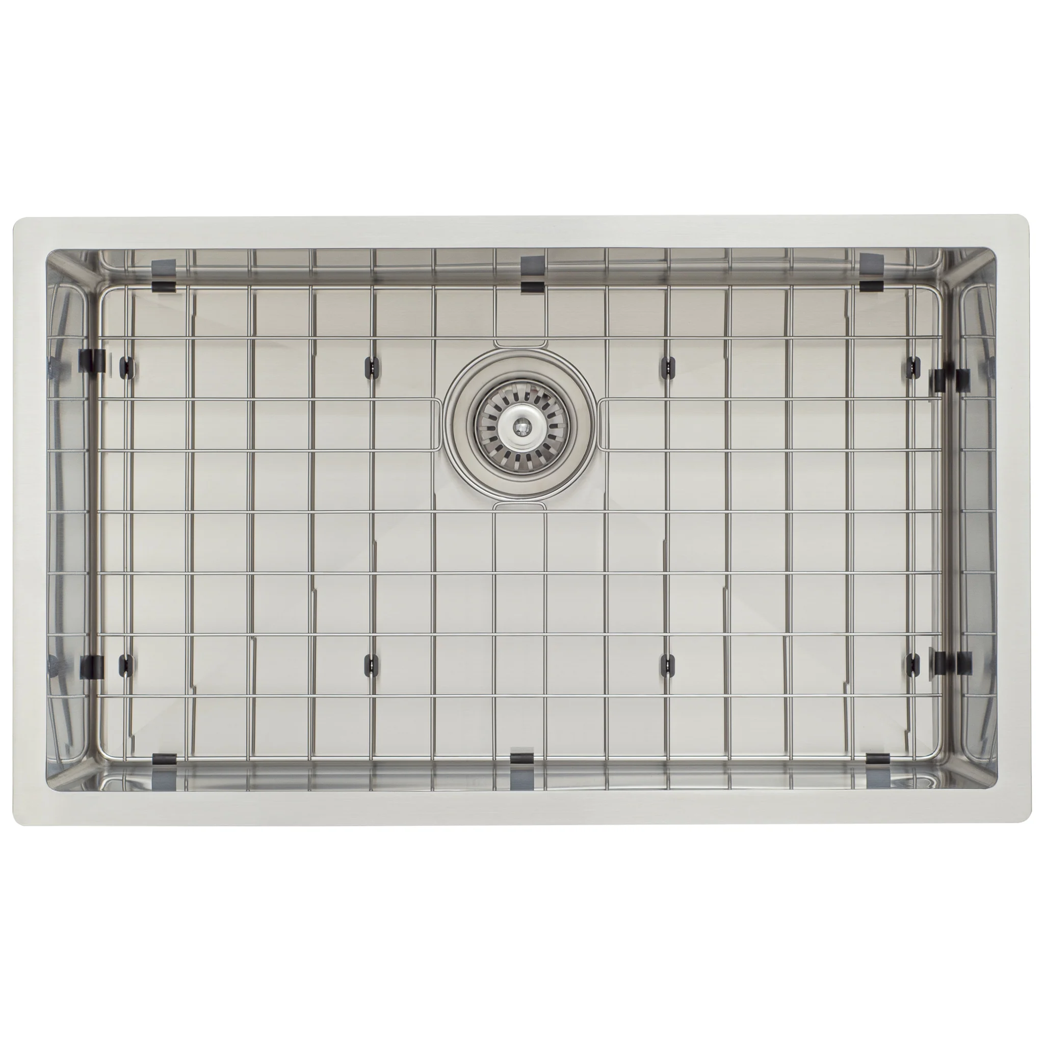 Retto II Stainless Steel Sink Grid 700 x 400mm with Rear Waste Hole, Brushed SS Nickel - Image 2