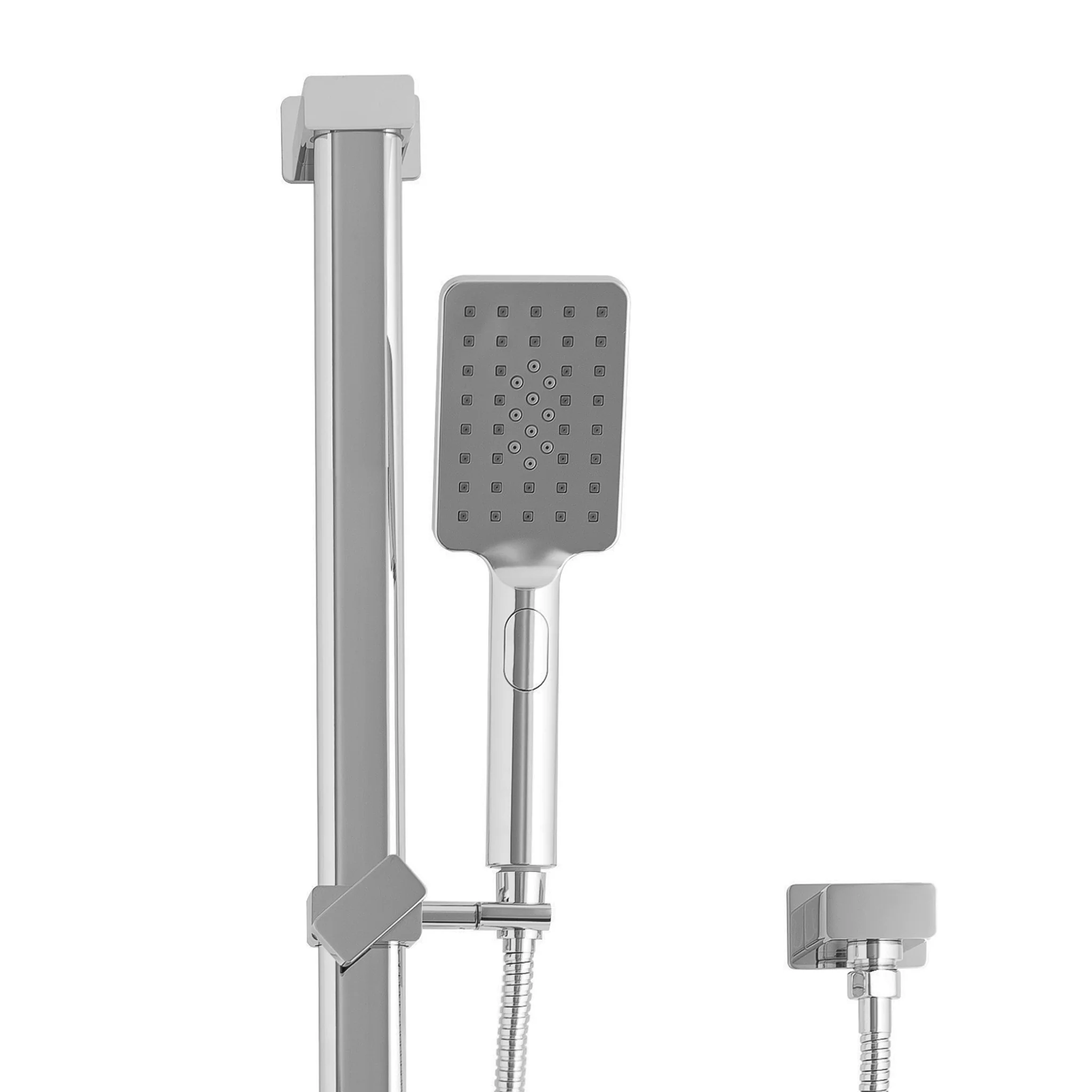 Retto Square 3-Function Hand Shower on Rail, Polished Chrome - Image 3