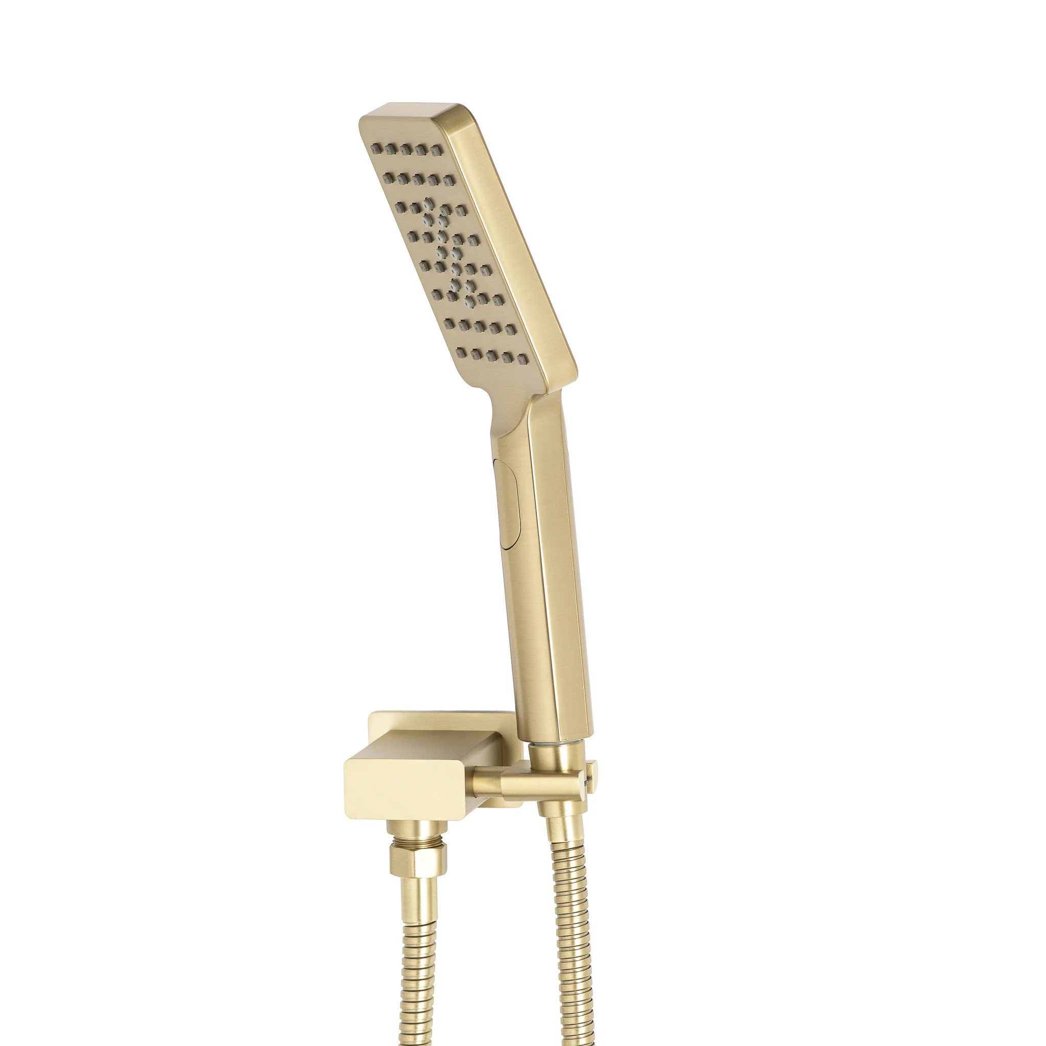 Retto Square 3-Function Hand Shower with Holder, Brushed Brass - Image 2