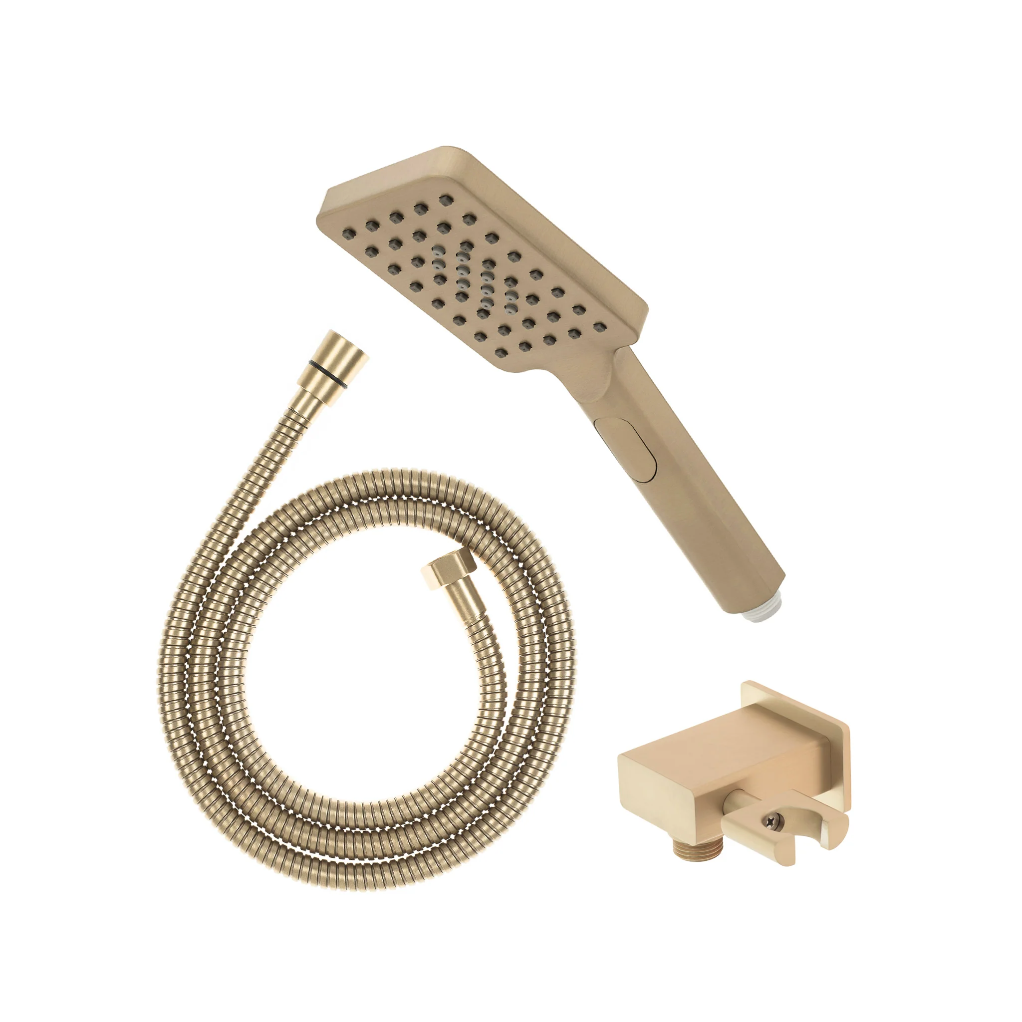 Retto Square 3-Function Hand Shower with Holder, Brushed Brass - Image 4